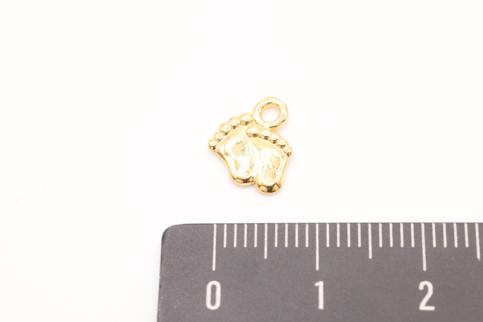 Vermeil Gold Baby Foot Print Charms, 18K Gold Plated over Sterling Silver, Small Baby Feet Imprint Charms