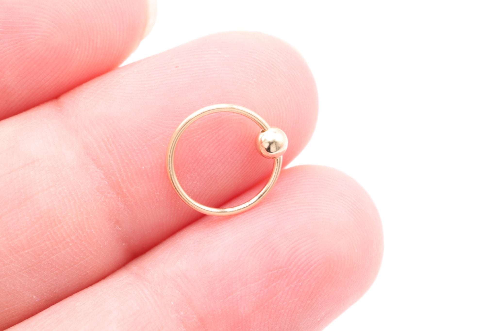 Nose Ring, 14K Gold-Filled, 10mm Ring with 3mm Ball