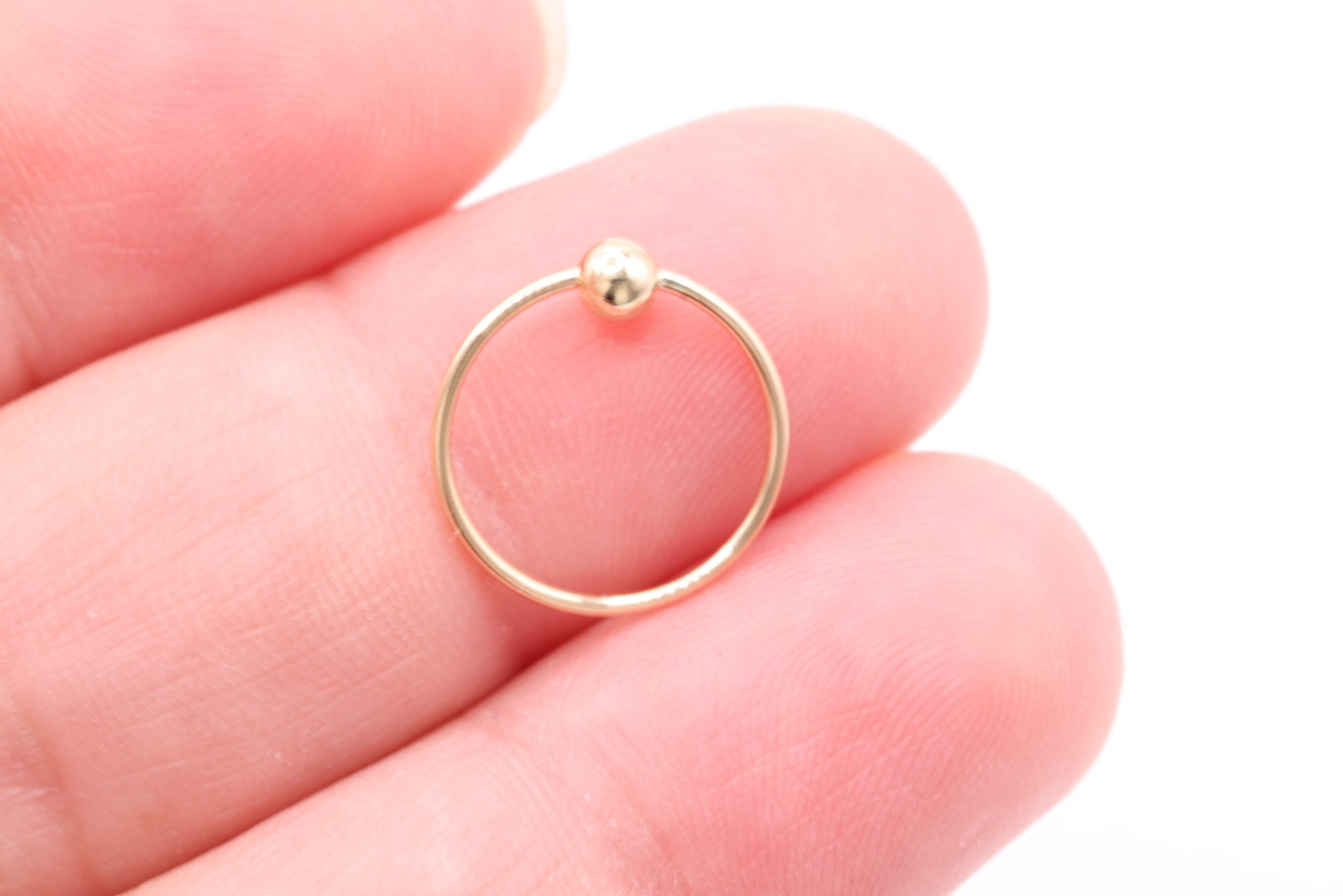 Nose Ring, 14K Gold-Filled, 12mm Ring with 3mm Ball