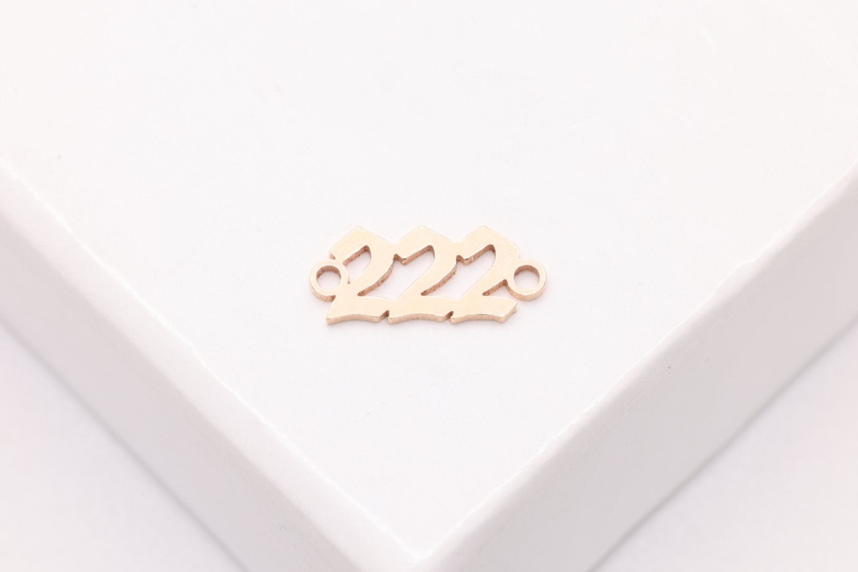 222 Angel Number Charm, Gold - Filled, 9mm x 3mm, Bulk DIY Wholesale Jewelry Making Charm - HarperCrown