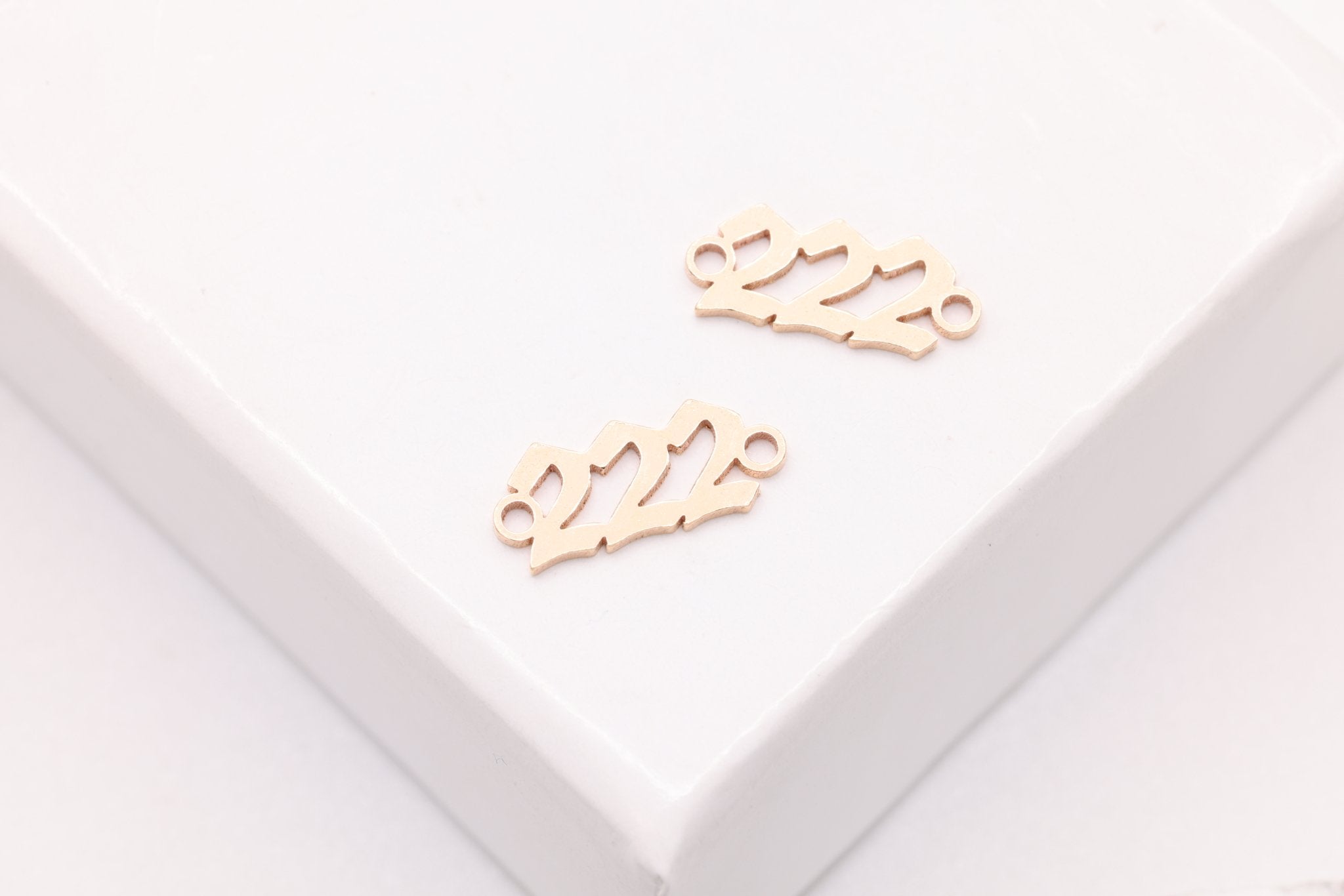 222 Angel Number Charm, Gold - Filled, 9mm x 3mm, Bulk DIY Wholesale Jewelry Making Charm - HarperCrown