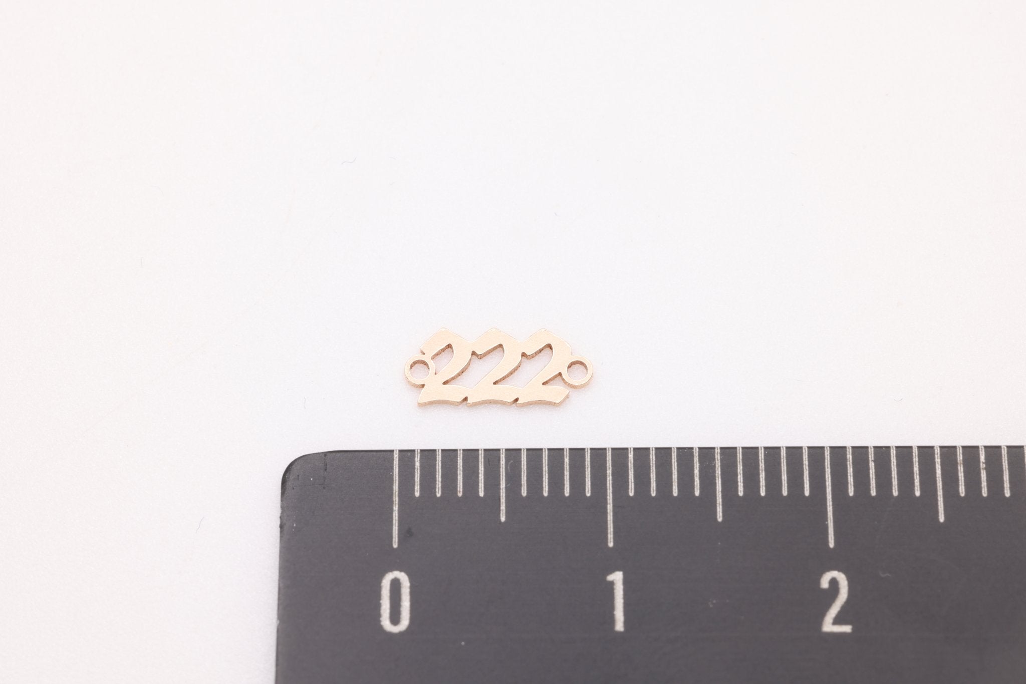 222 Angel Number Charm, Gold - Filled, 9mm x 3mm, Bulk DIY Wholesale Jewelry Making Charm - HarperCrown