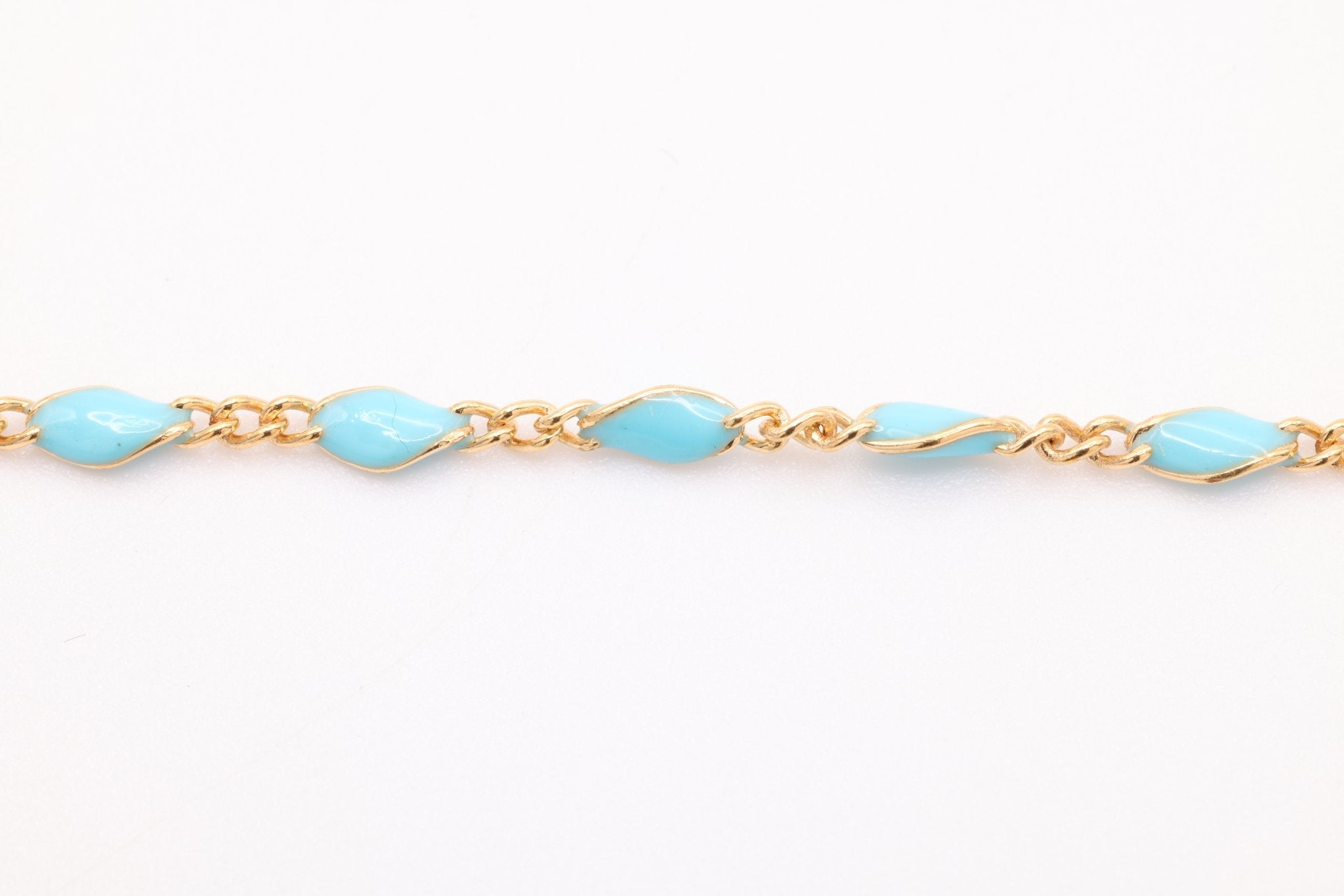 2.5mm x 3.5mmmm Figaro Turquois Enamel Chain, Gold - Filled, Enamel Color Unfinished Chain Permanent Jewelry - HarperCrown