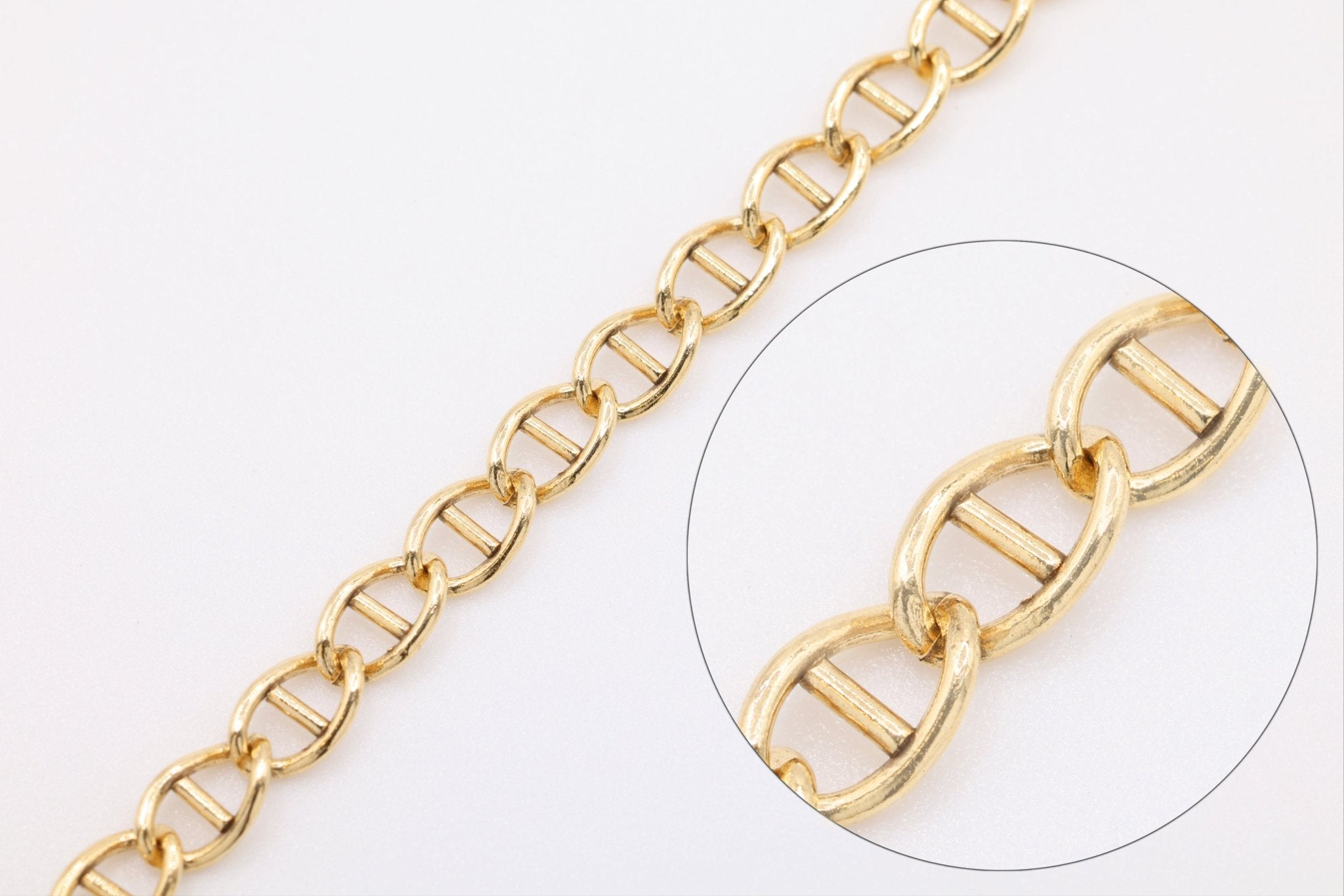 2.5mm x 4.5mm Mariner Anchor Chain, Gold - Filled, Bulk DIY Spool Pay Per Foot Jewelry Making Chain - HarperCrown