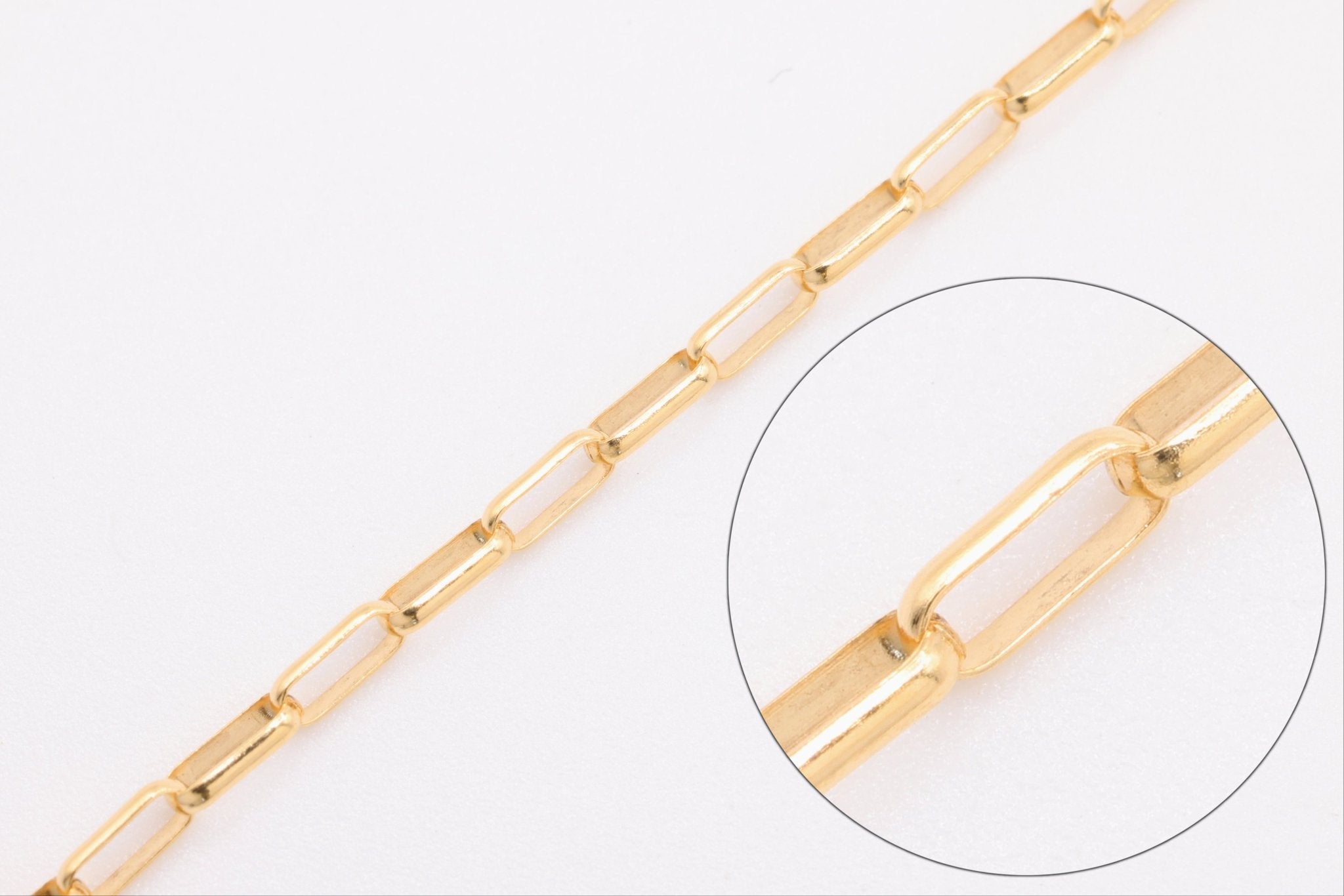 2.5mm x 5mm Elongated Rolo Chain, 14K Gold - Filled, Pay Per Foot, Jewelry Making Chain - HarperCrown