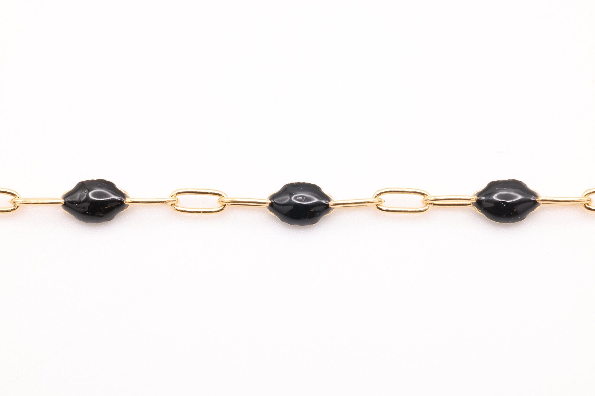 2mm x 2.5mmmm Paperclip Black Enamel Chain, Gold - Filled, Enamel Color Unfinished Chain Permanent Jewelry - HarperCrown