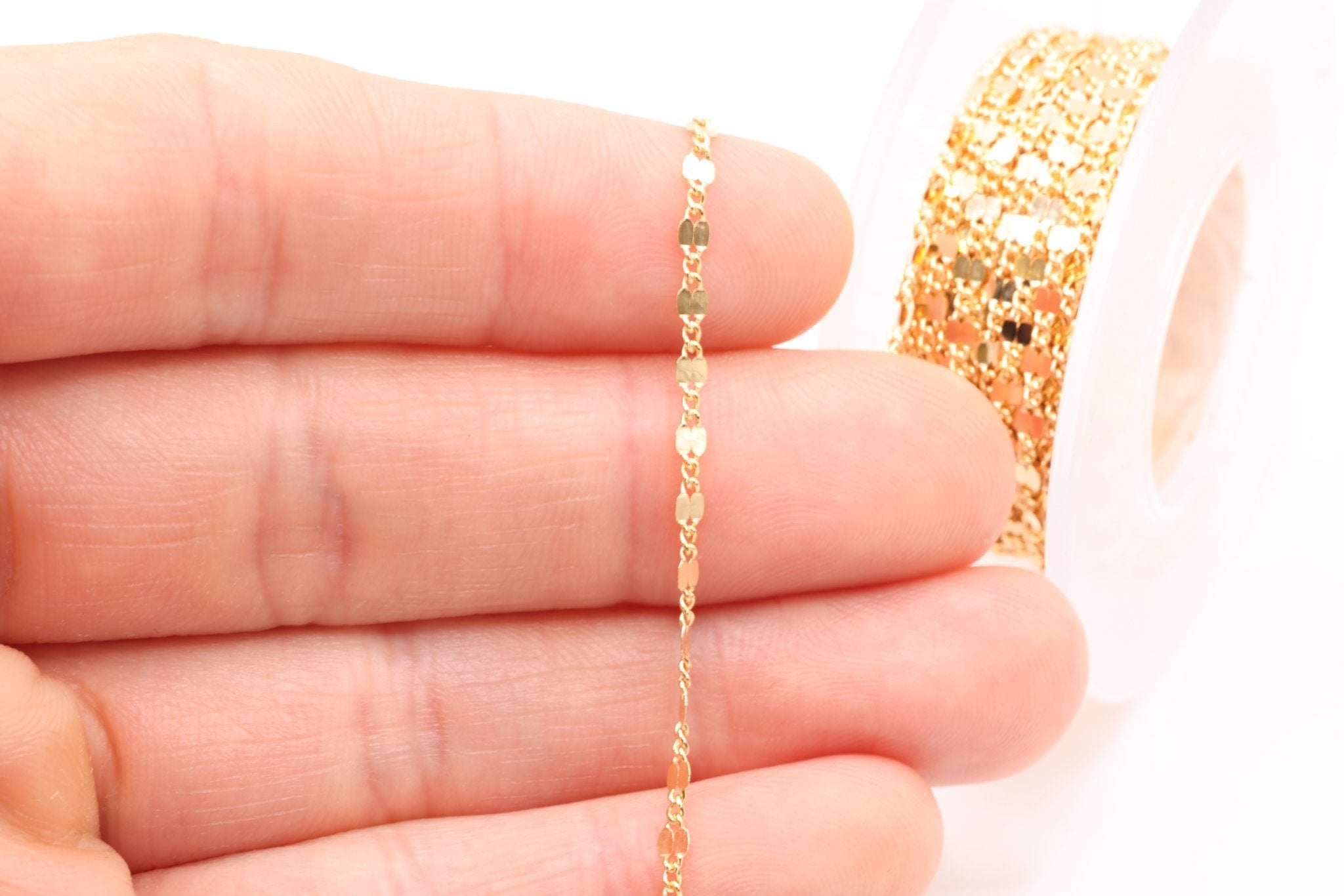 2mm x 2mm Dapped Link Chain, 14K Gold - Filled, Spool or Footage Chain - HarperCrown