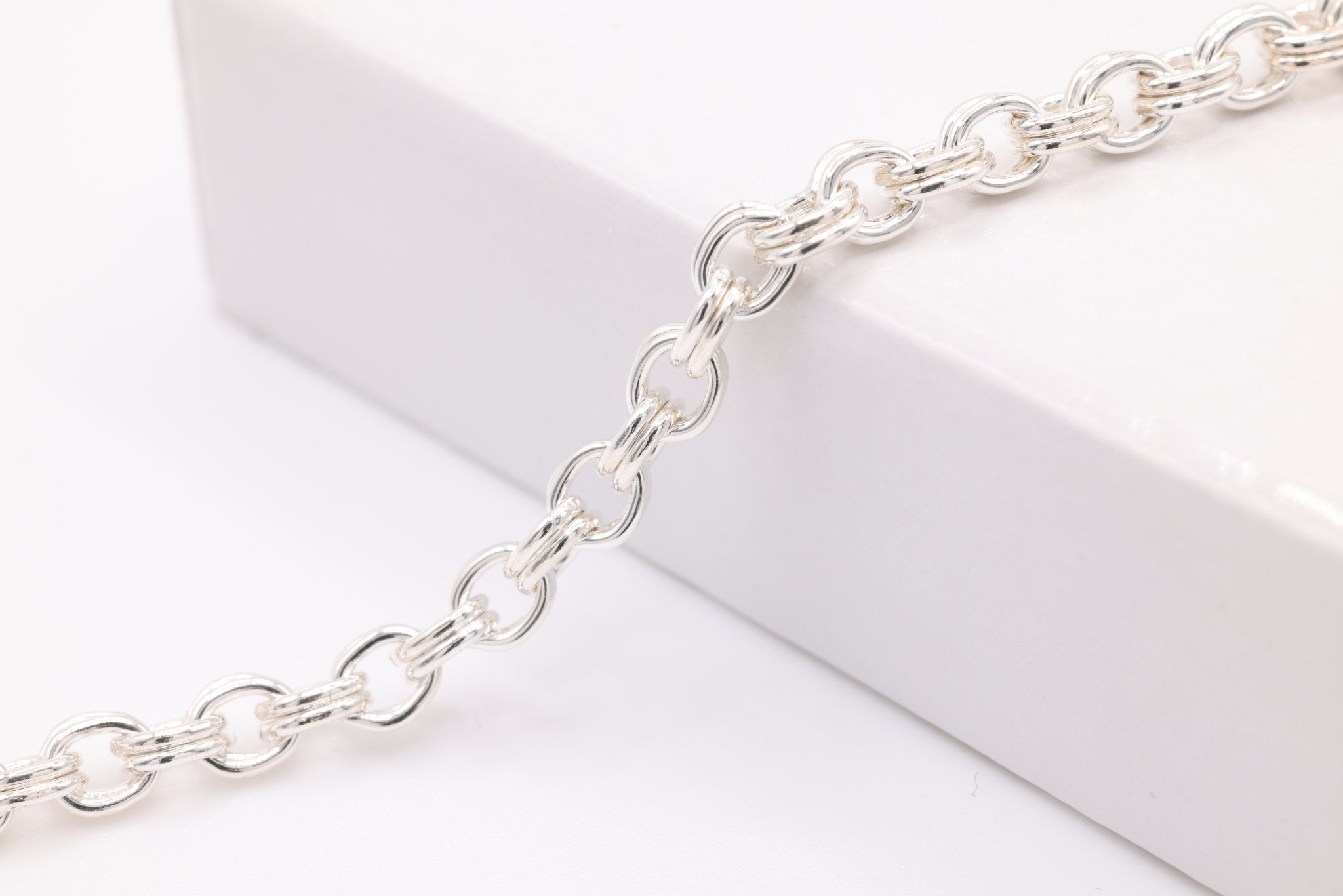 2mm x 3mm Double Cable Chain, Sterling Silver, Bulk DIY Spool Pay Per Foot Jewelry Making Chain - HarperCrown