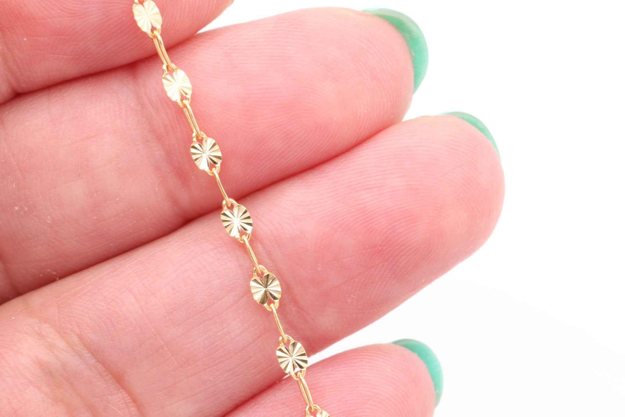 2mm x 6mm Starburst Chain, Gold - Filled, Bulk DIY Spool Pay Per Foot Jewelry Making Chain - HarperCrown