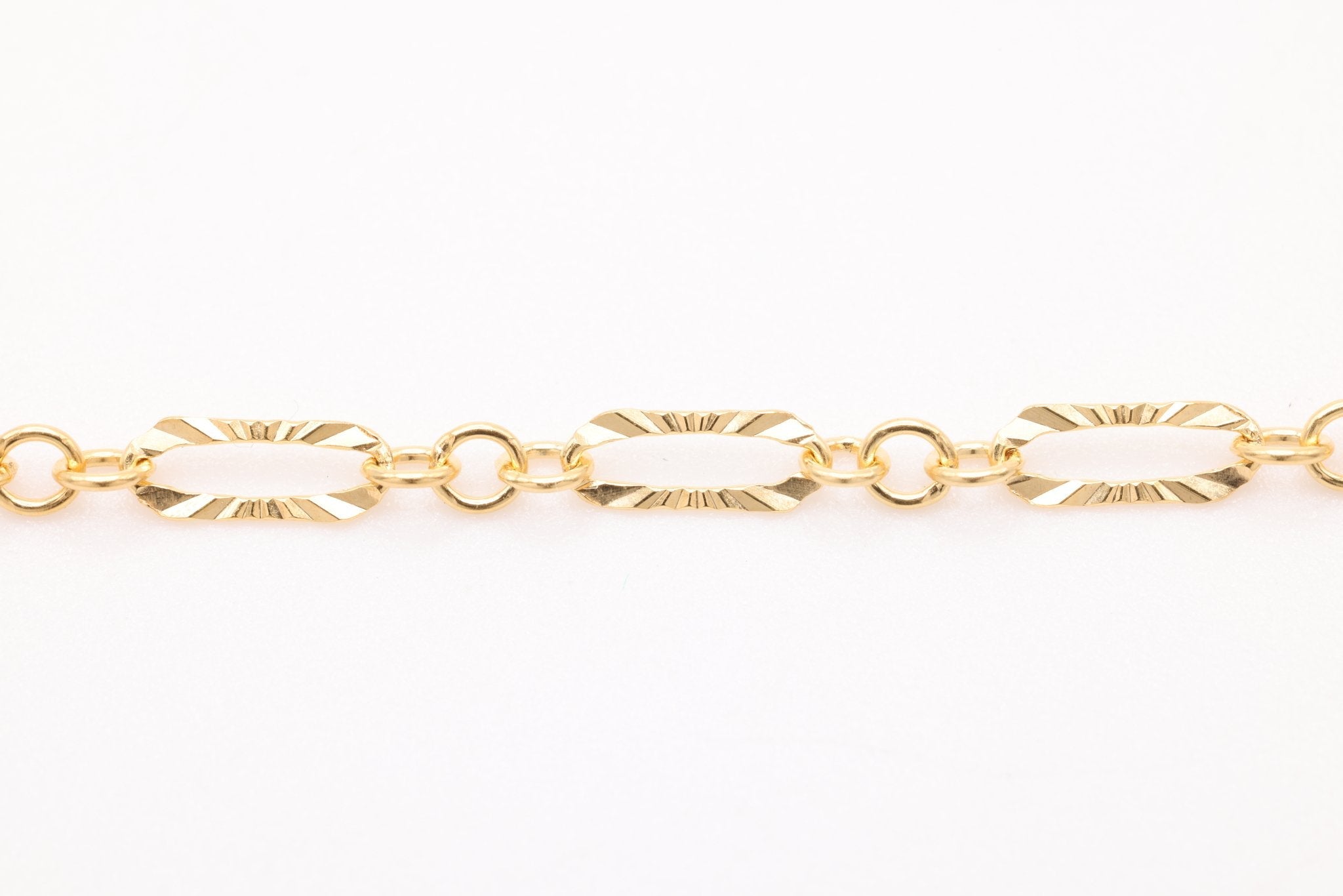 2mm x 6mm Starburst Chain, Gold - Filled, Diamond Cut, Bulk DIY Spool Pay Per Foot Jewelry Making Chain - HarperCrown