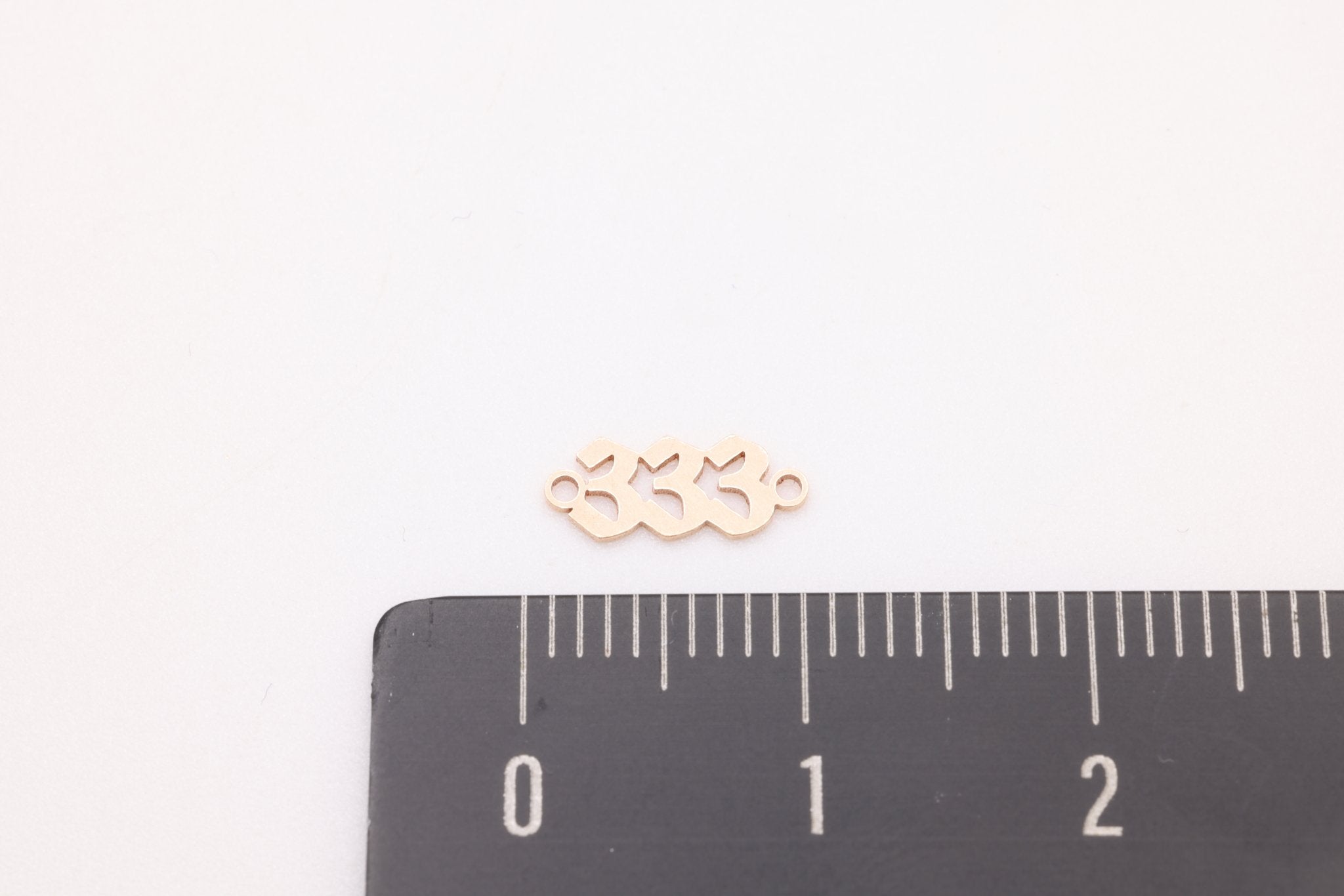 333 Angel Number Charm, Gold - Filled, 9mm x 3mm, Bulk DIY Wholesale Jewelry Making Charm - HarperCrown