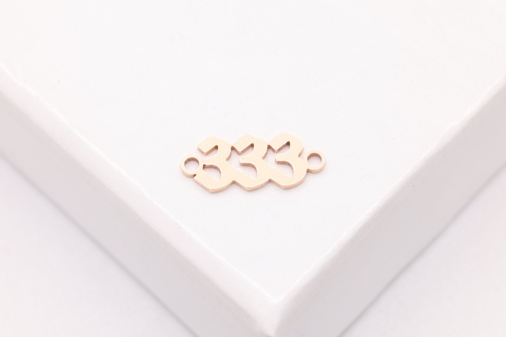 333 Angel Number Charm, Gold - Filled, 9mm x 3mm, Bulk DIY Wholesale Jewelry Making Charm - HarperCrown