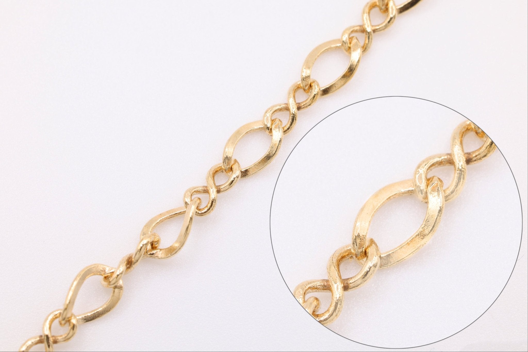 3mm x 5mm Figure Eight Chain, Gold - Filled or Sterling Silver, Twisted Infinity Chain Bulk Pay Per Foot Uncut Spools For Jewelers - HarperCrown