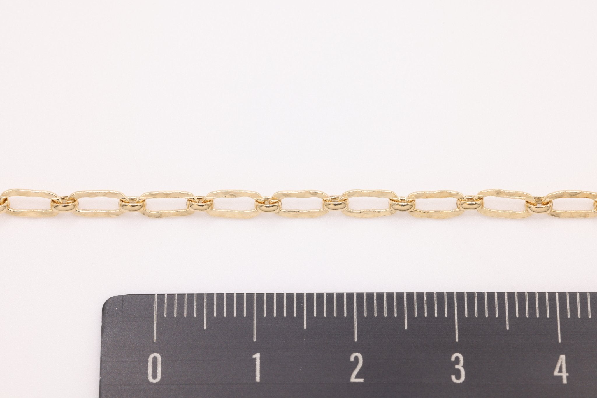 3mm x 6mm Hammered Long and Short Chain, 14K Gold - Filled, Bulk DIY Spool Pay Per Foot Jewelry Making Chain - HarperCrown