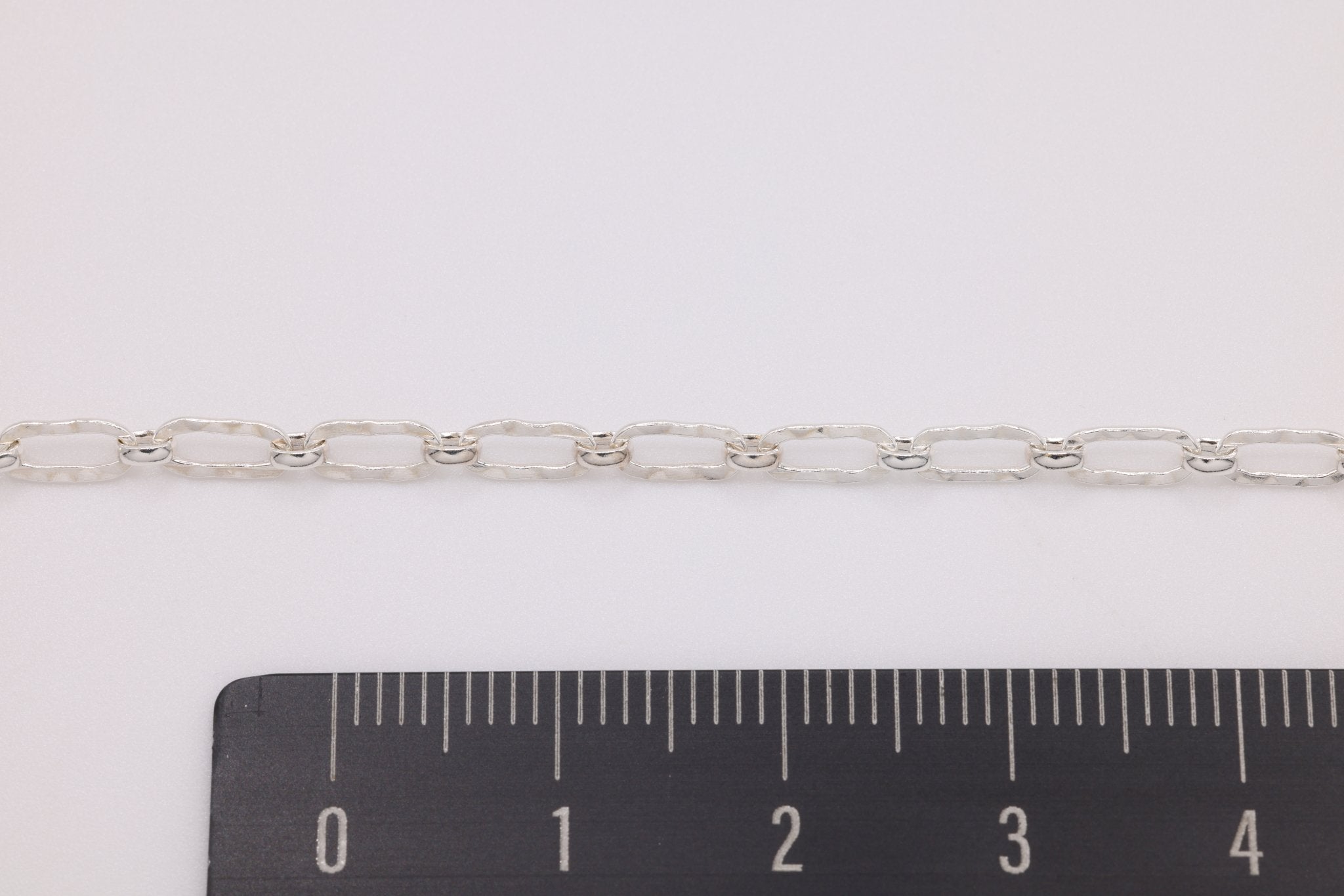 3mm x 6mm Hammered Long and Short Chain, Sterling Silver, Bulk DIY Spool Pay Per Foot Jewelry Making Chain - HarperCrown