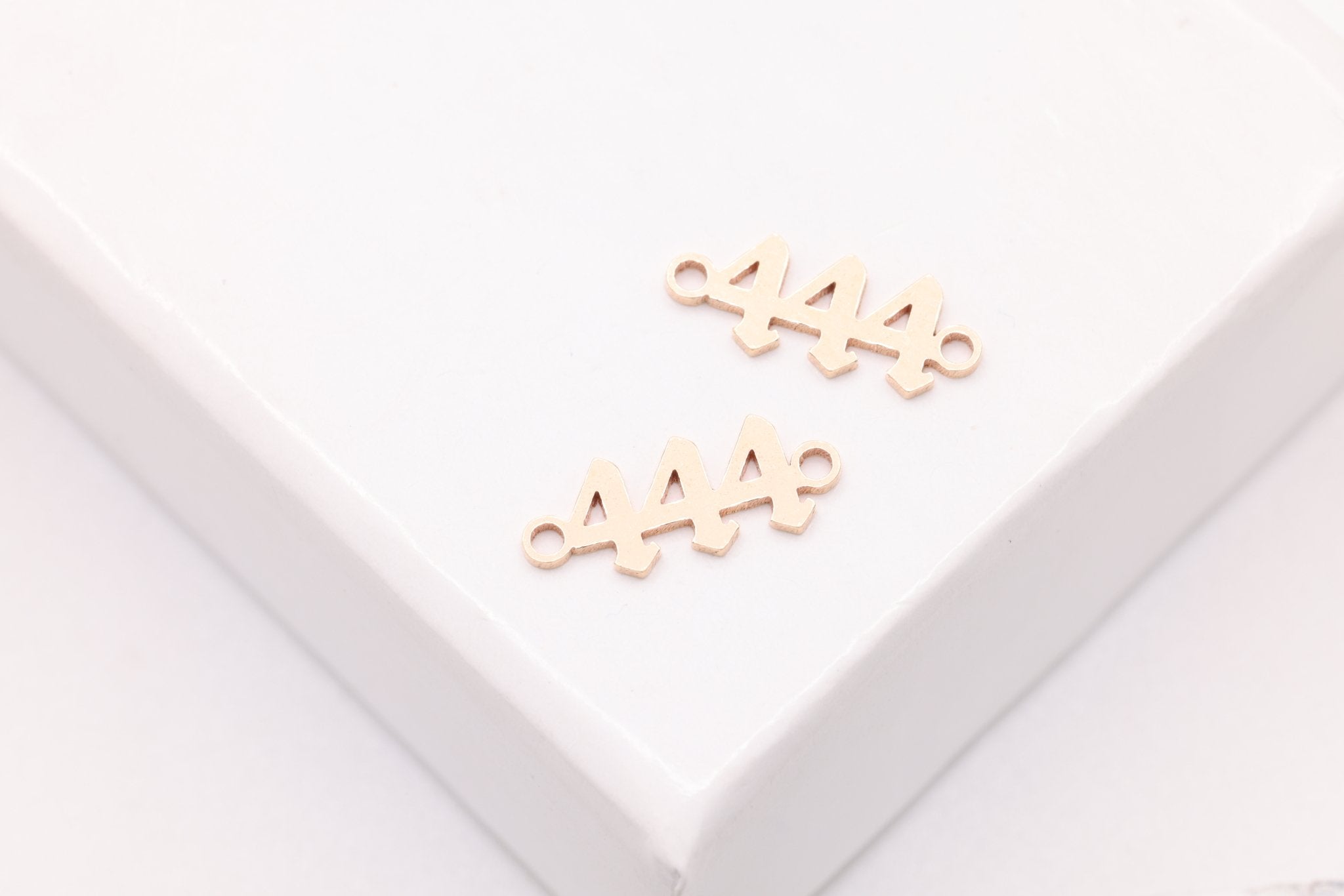 444 Angel Number Charm, Gold - Filled, 9mm x 3mm, Bulk DIY Wholesale Jewelry Making Charm - HarperCrown