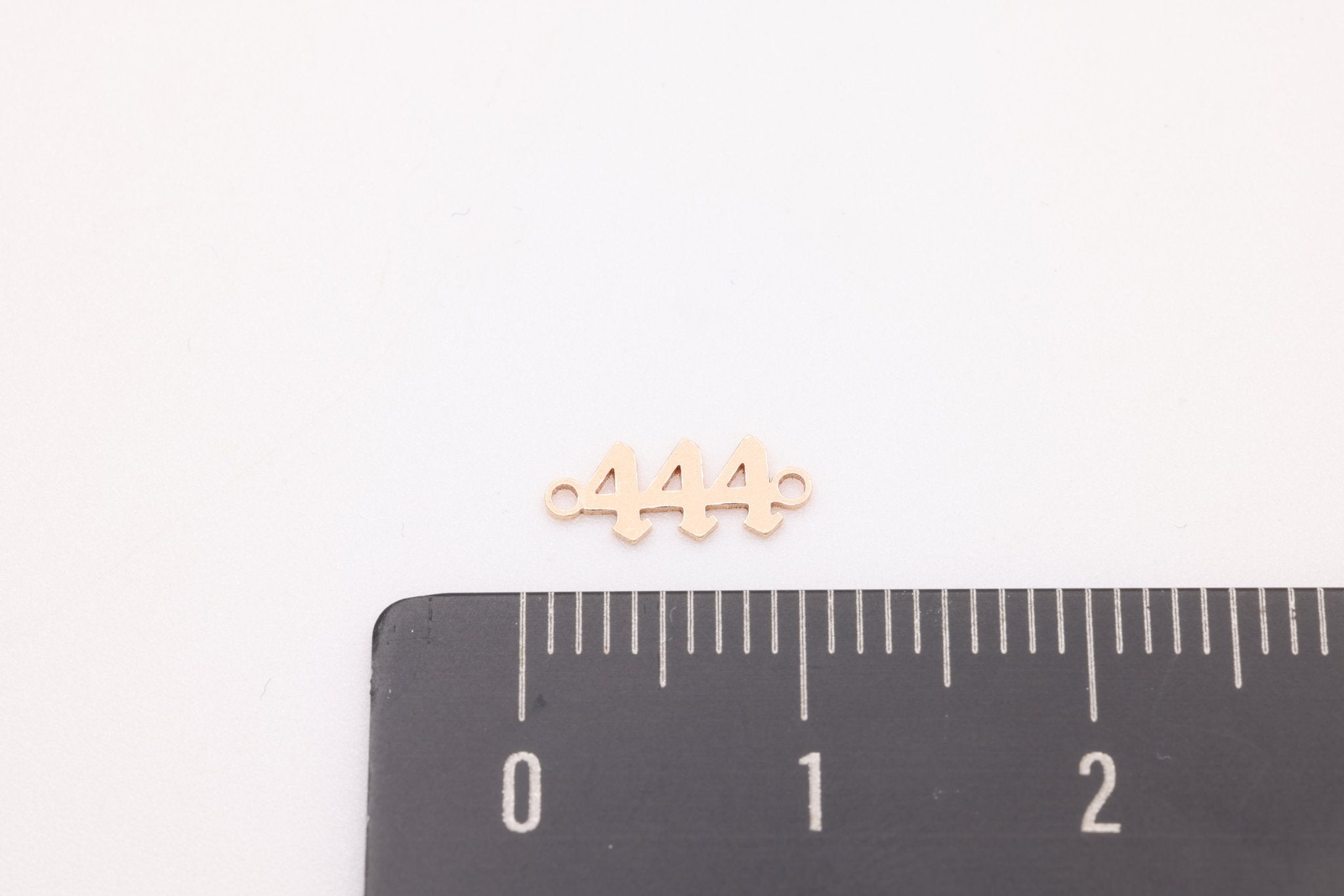 444 Angel Number Charm, Gold - Filled, 9mm x 3mm, Bulk DIY Wholesale Jewelry Making Charm - HarperCrown