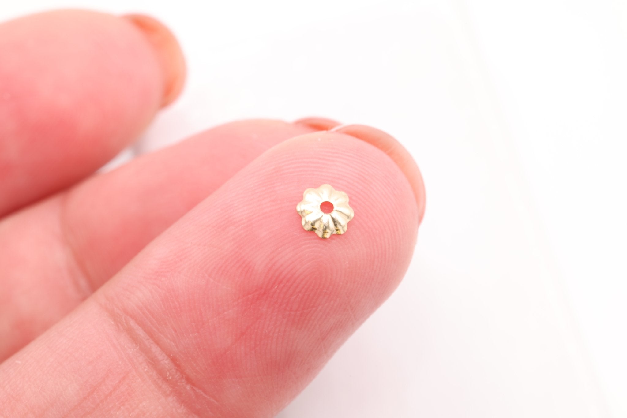 4mm Flower Bead Cap, Gold - Filled, Bulk DIY Wholesale Jewelry Making Charm - HarperCrown