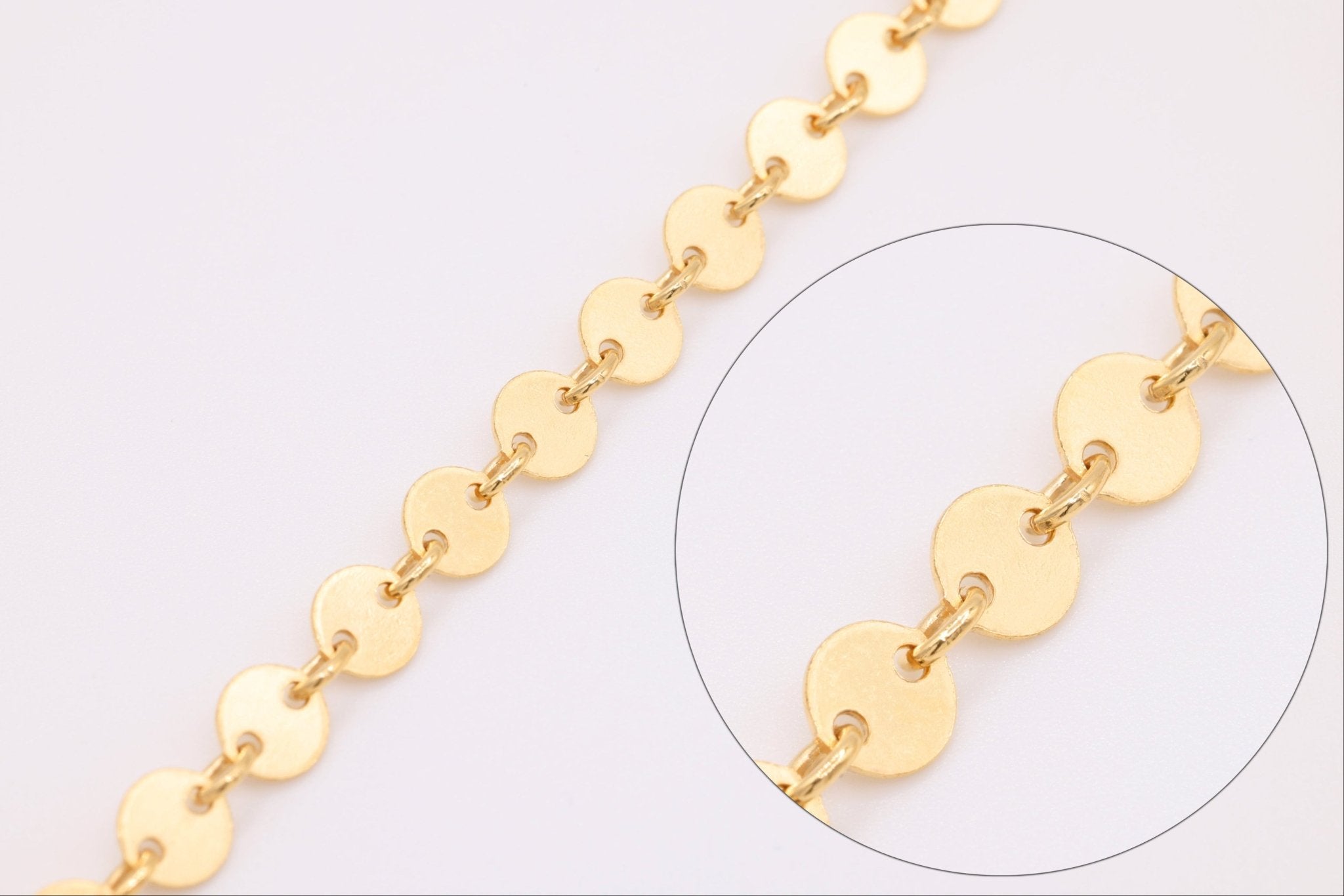 4mm Sequin Disc Chain, Gold - Filled or 925 Sterling Silver, Wholesale Bulk Spool Chain - HarperCrown