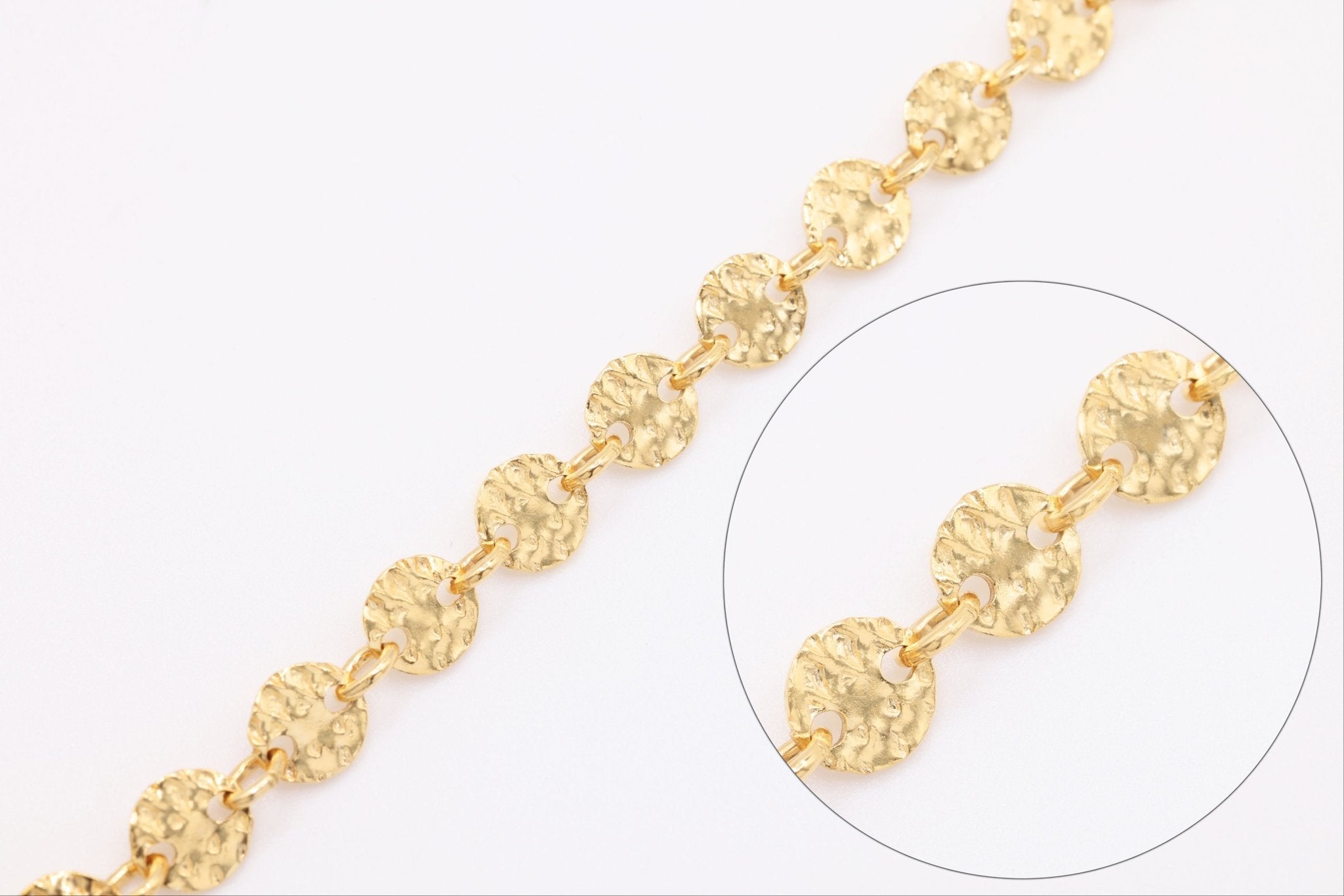 4mm Textured Round Disc Chain, Gold - Filled or Sterling Silver, Bulk Pay Per Foot Uncut Spools For Jewelers - HarperCrown