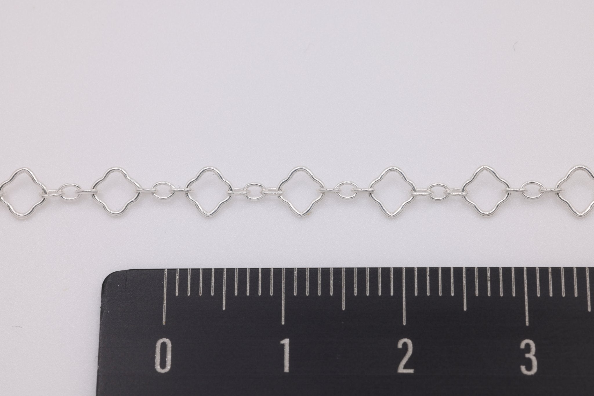 4mm x 4mm Clover Long & Short Krinkle Chain, Sterling Silver, Bulk DIY Spool Pay Per Foot Jewelry Making Chain - HarperCrown