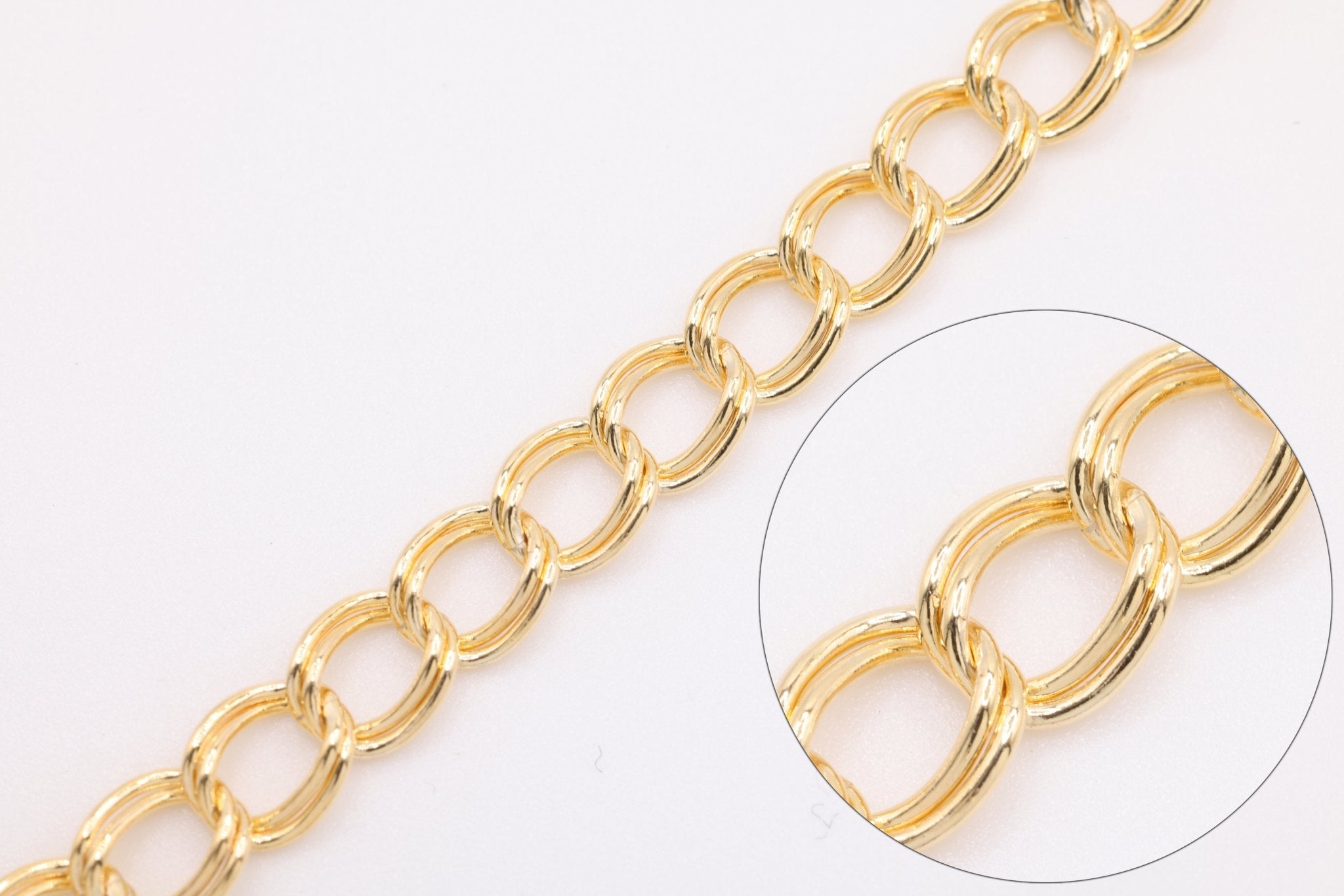 4mm x 5mm Parallel Curb Chain, Gold - Filled, Double Parallel Chain, Bulk Pay Per Foot Jewelry Making Chain - HarperCrown