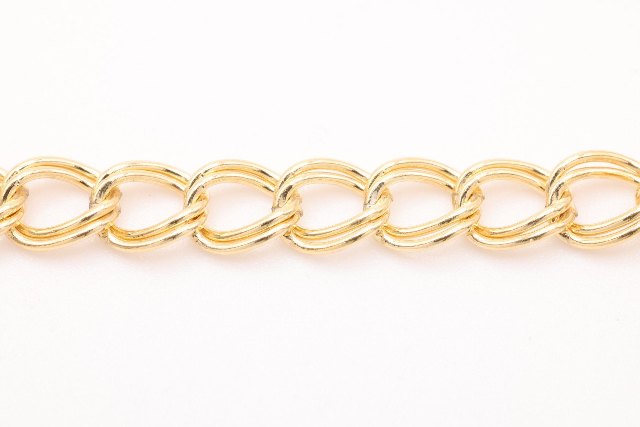 4mm x 5mm Parallel Curb Chain, Gold - Filled, Double Parallel Chain, Bulk Pay Per Foot Jewelry Making Chain - HarperCrown