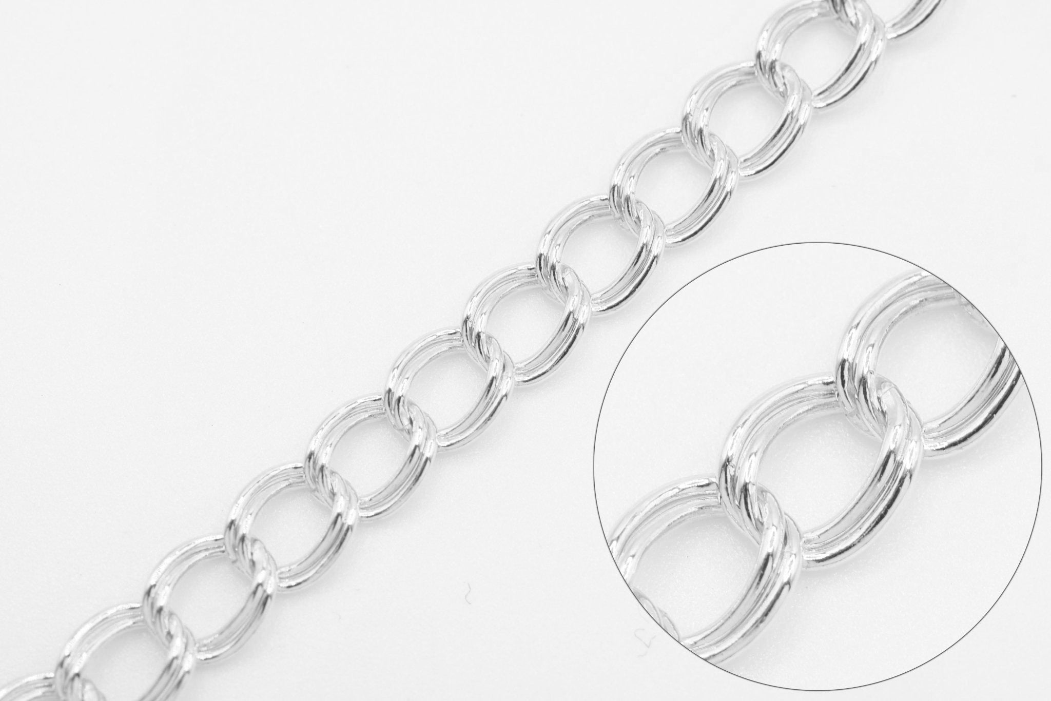 4mm x 5mm Parallel Curb Chain, Sterling Silver, Double Parallel Chain, Bulk Pay Per Foot Jewelry Making Chain - HarperCrown