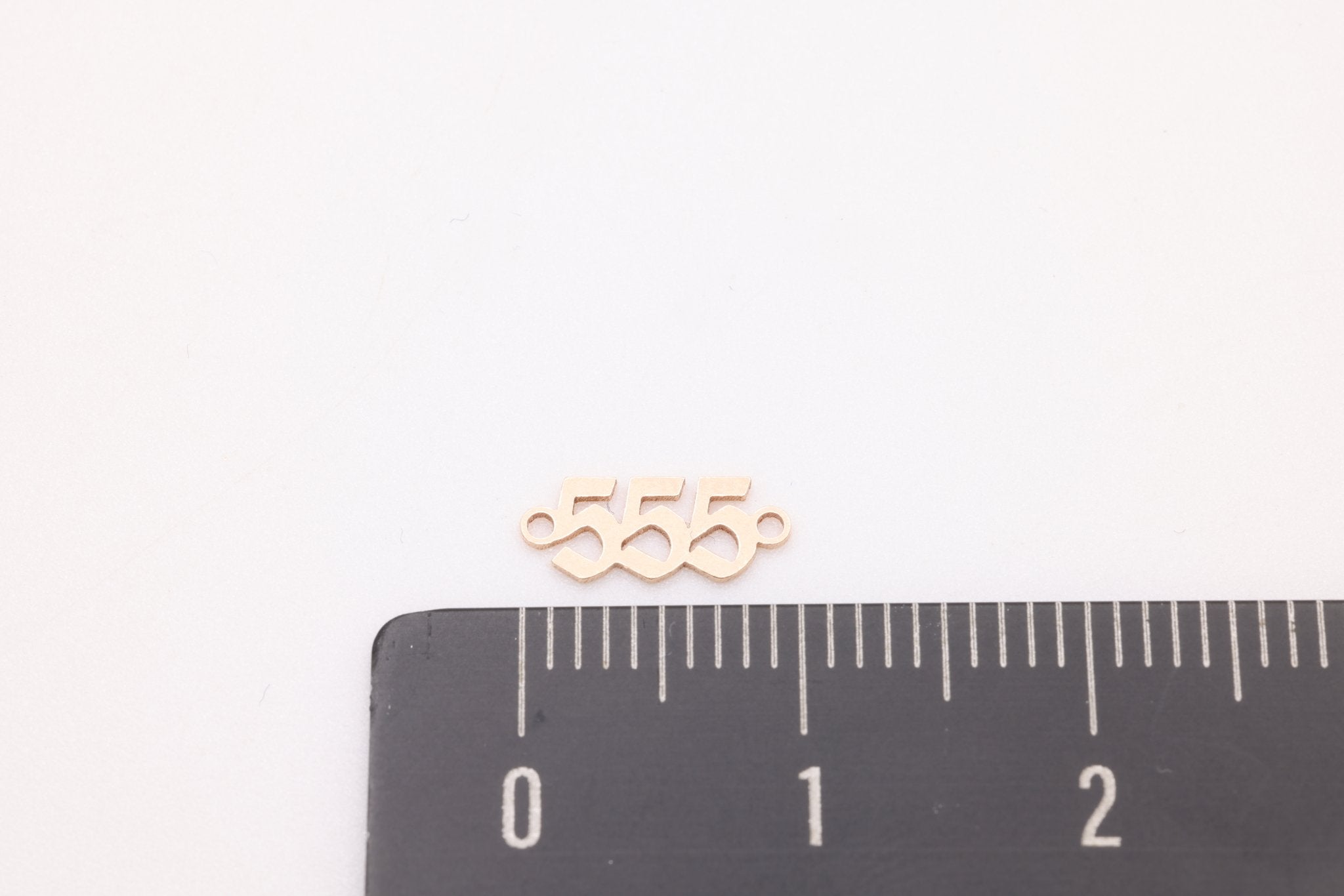 555 Angel Number Charm, Gold - Filled, 9mm x 3mm, Bulk DIY Wholesale Jewelry Making Charm - HarperCrown