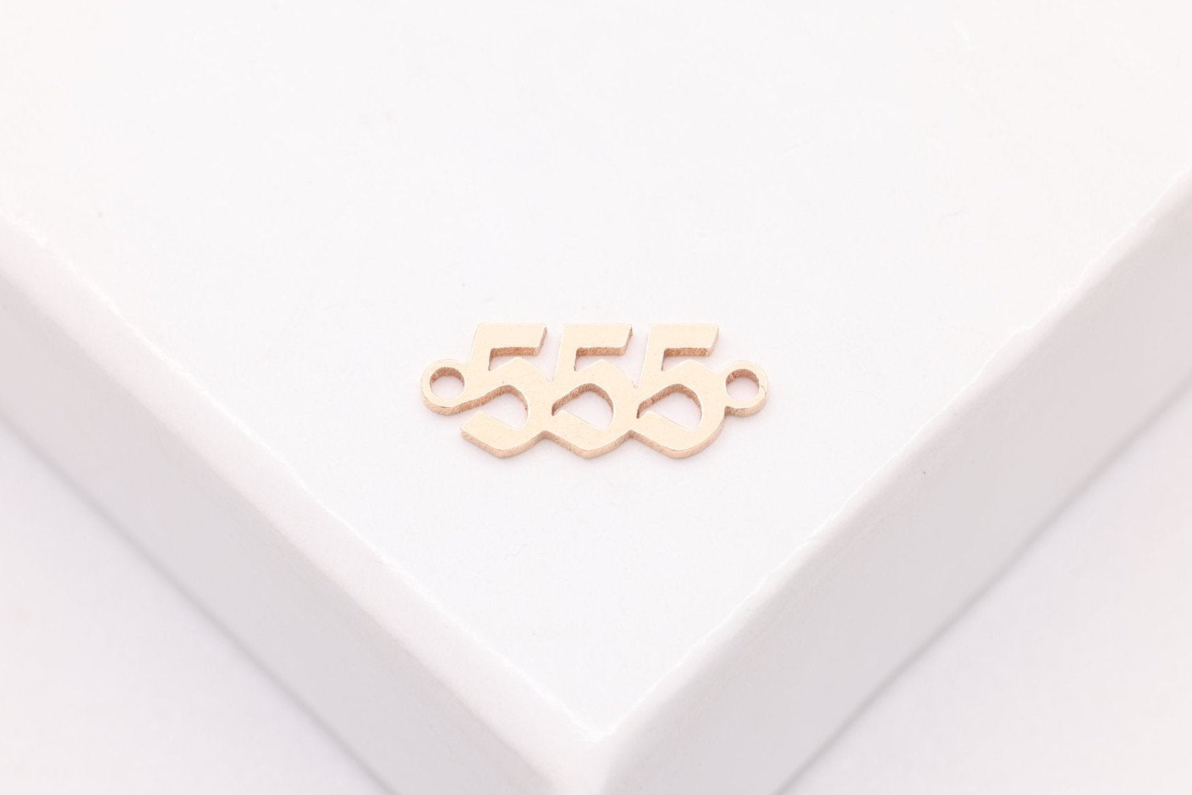 555 Angel Number Charm, Gold - Filled, 9mm x 3mm, Bulk DIY Wholesale Jewelry Making Charm - HarperCrown