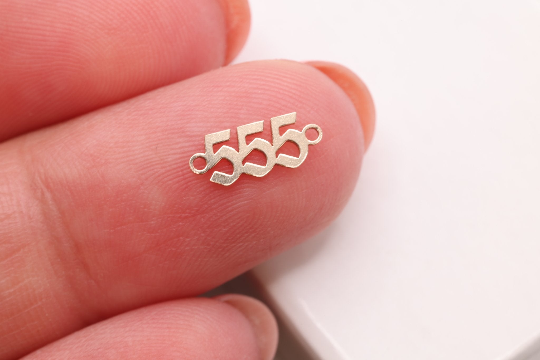 555 Angel Number Charm, Gold - Filled, 9mm x 3mm, Bulk DIY Wholesale Jewelry Making Charm - HarperCrown