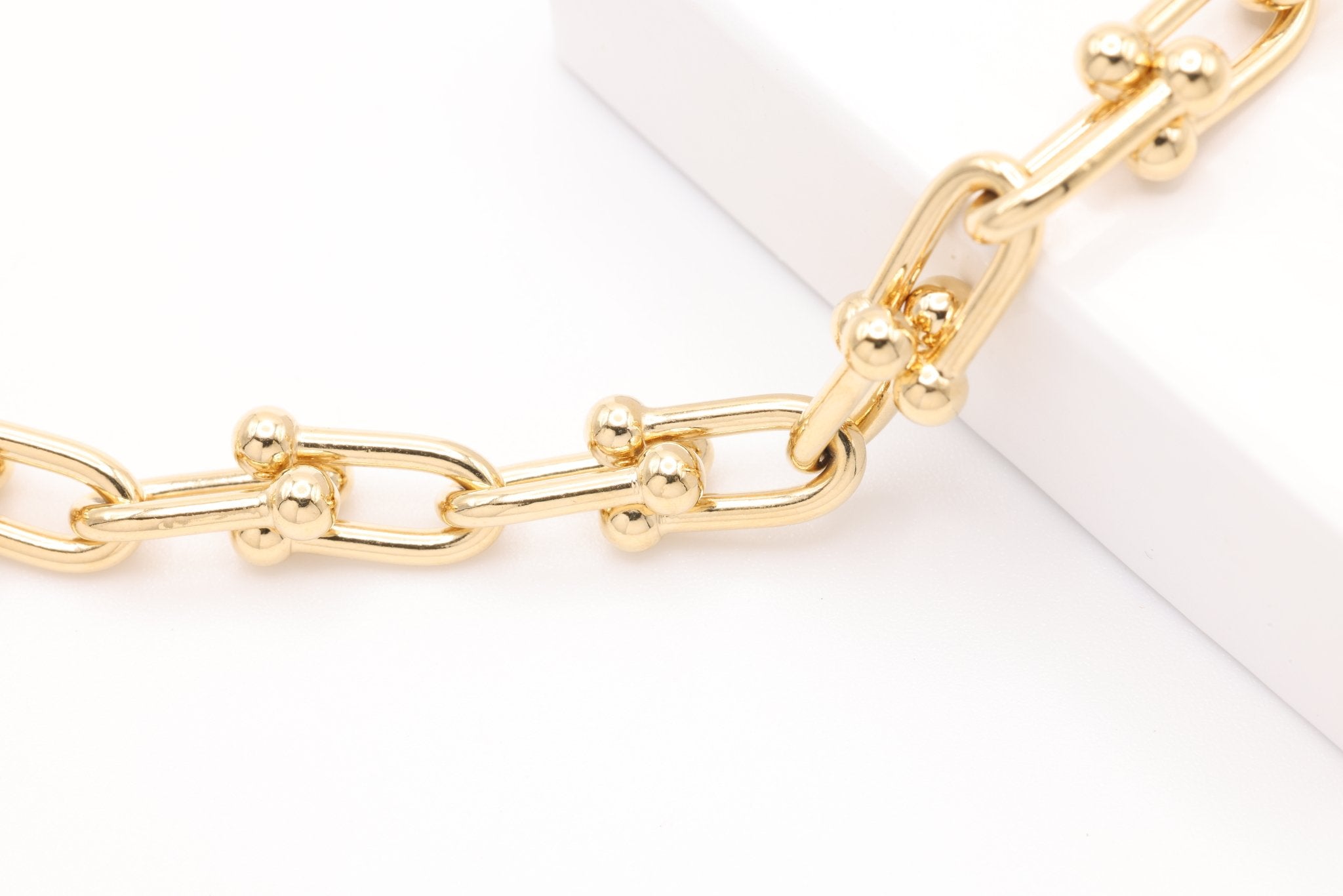 5mm x 10mm Evelyn U Shaped Link Chain, 14K Gold Overlay Plated, Wholesale Jewelry Chain - HarperCrown