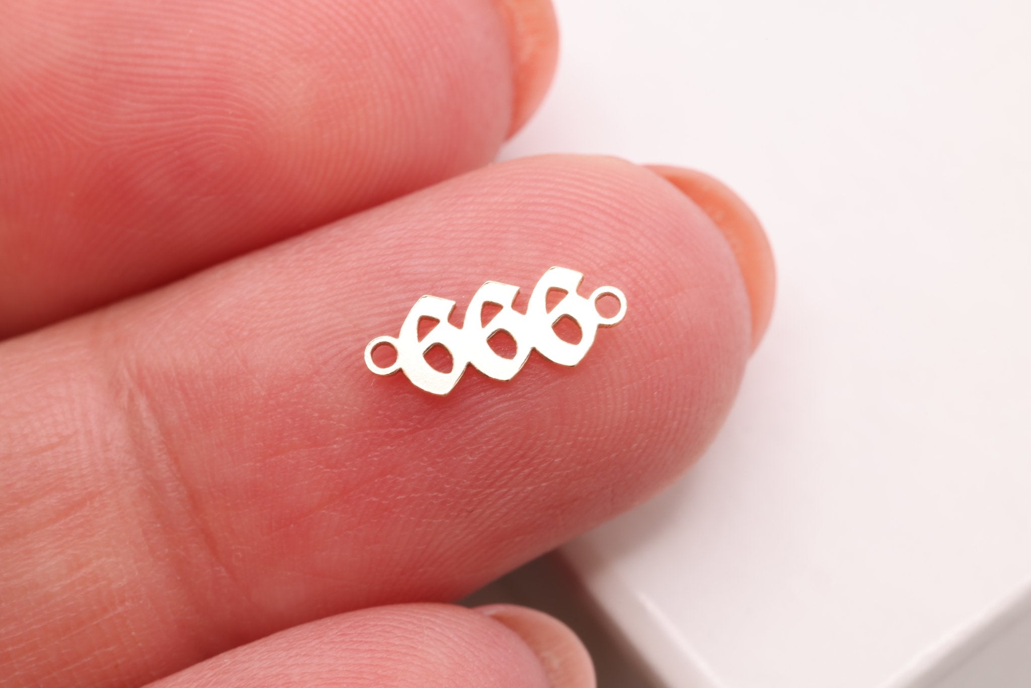 666 Angel Number Charm, Gold - Filled, 9mm x 3mm, Bulk DIY Wholesale Jewelry Making Charm - HarperCrown