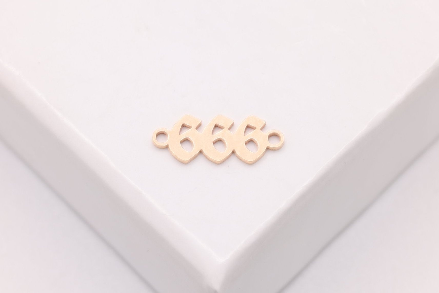 666 Angel Number Charm, Gold - Filled, 9mm x 3mm, Bulk DIY Wholesale Jewelry Making Charm - HarperCrown