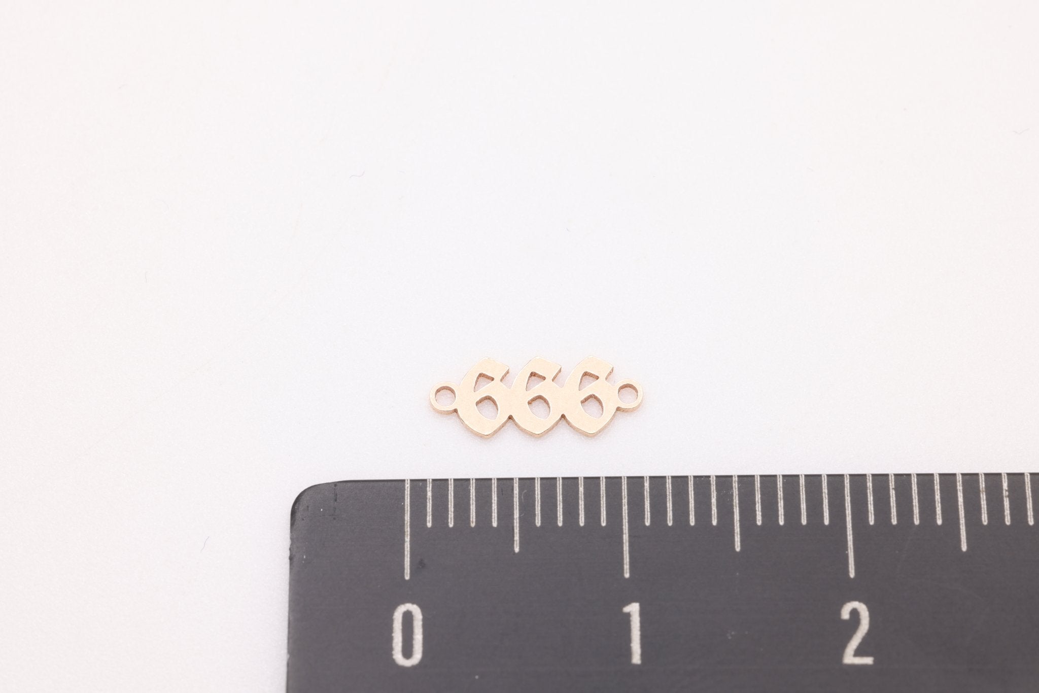 666 Angel Number Charm, Gold - Filled, 9mm x 3mm, Bulk DIY Wholesale Jewelry Making Charm - HarperCrown