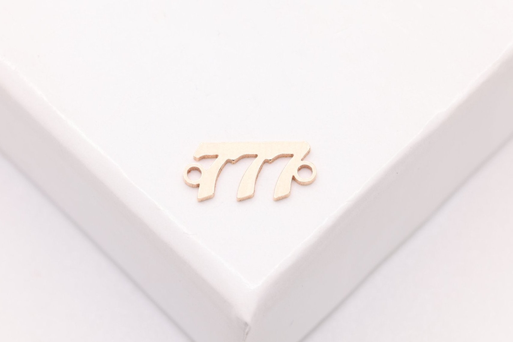 777 Angel Number Charm, Gold - Filled, 9mm x 3mm, Bulk DIY Wholesale Jewelry Making Charm - HarperCrown