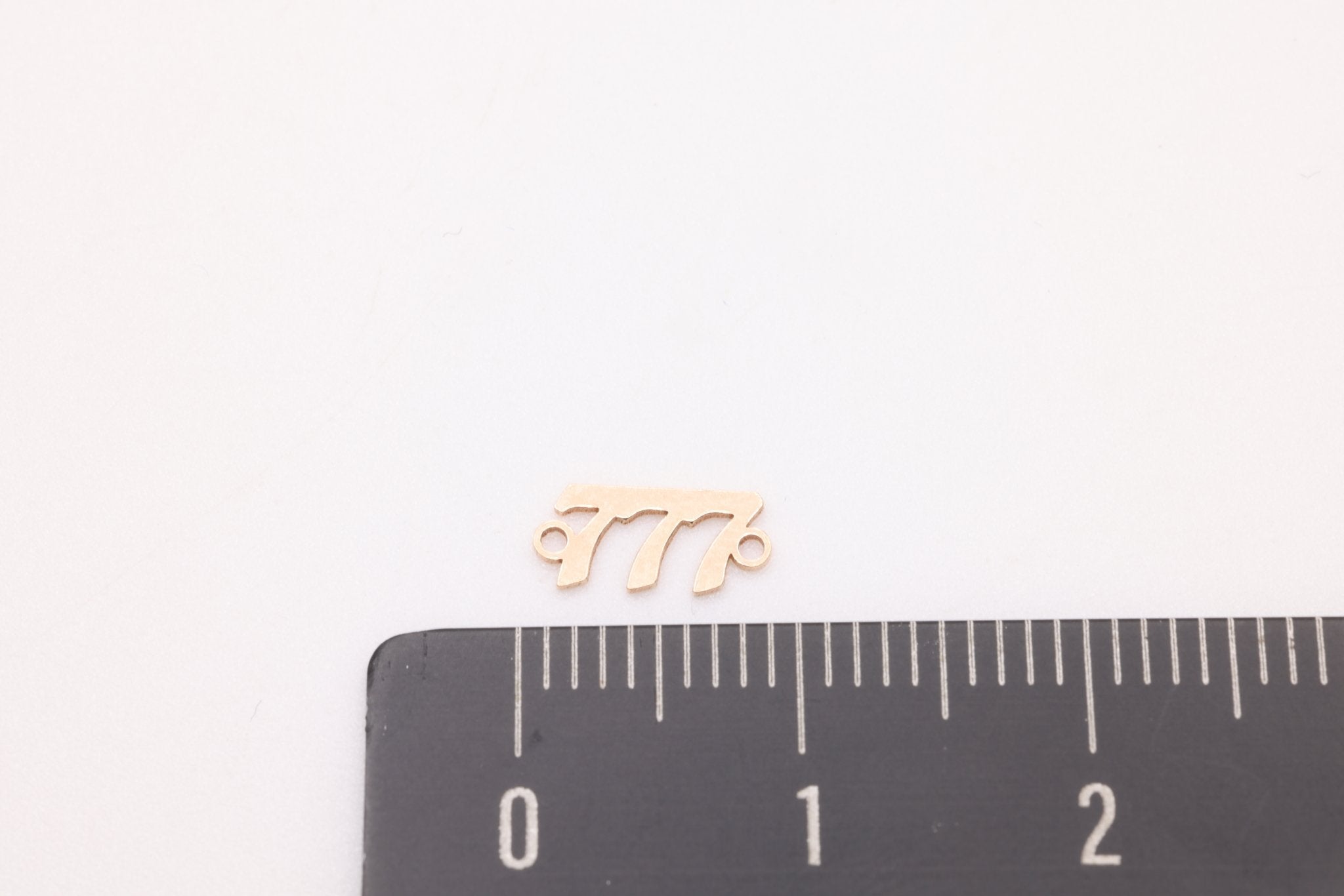 777 Angel Number Charm, Gold - Filled, 9mm x 3mm, Bulk DIY Wholesale Jewelry Making Charm - HarperCrown