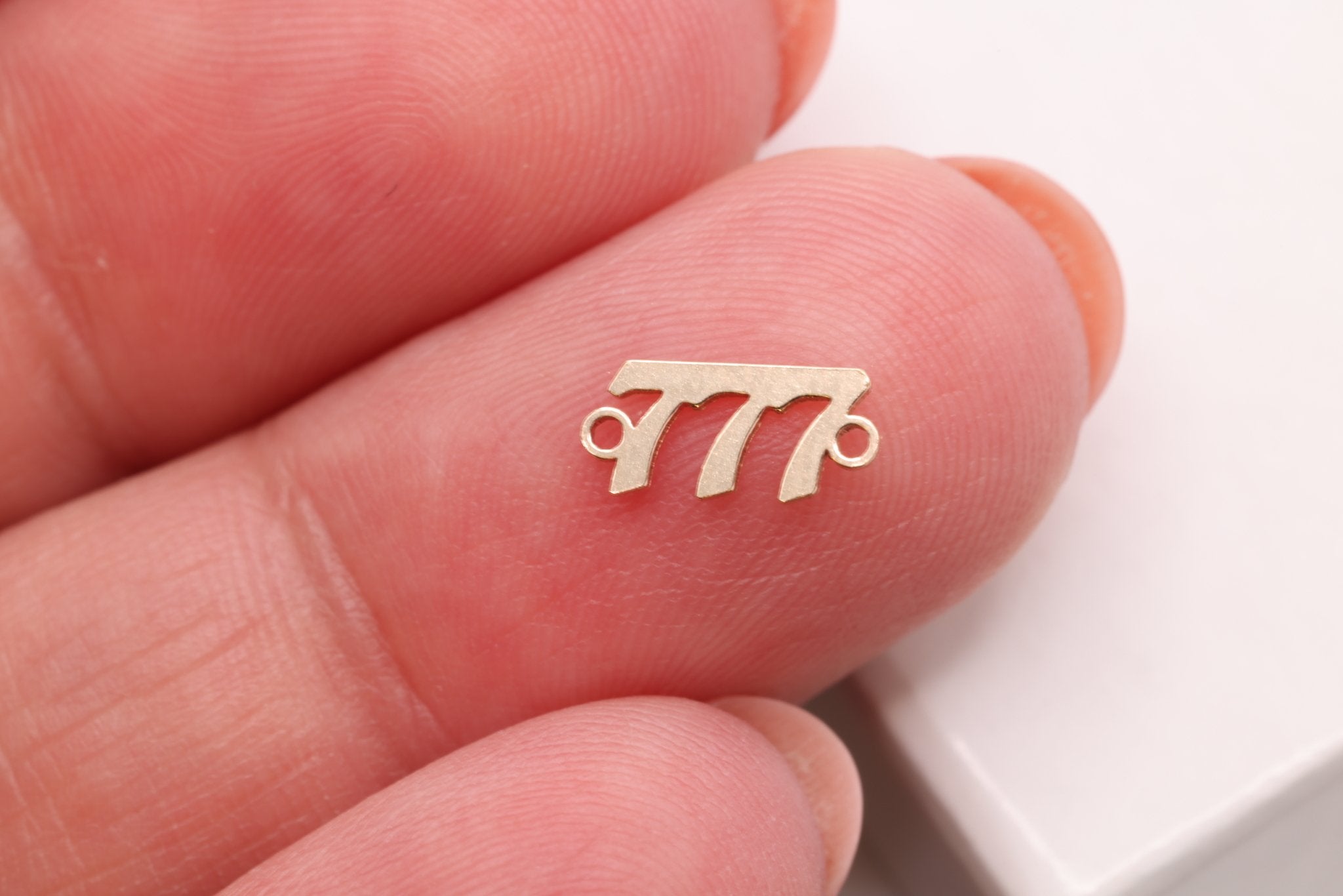 777 Angel Number Charm, Gold - Filled, 9mm x 3mm, Bulk DIY Wholesale Jewelry Making Charm - HarperCrown