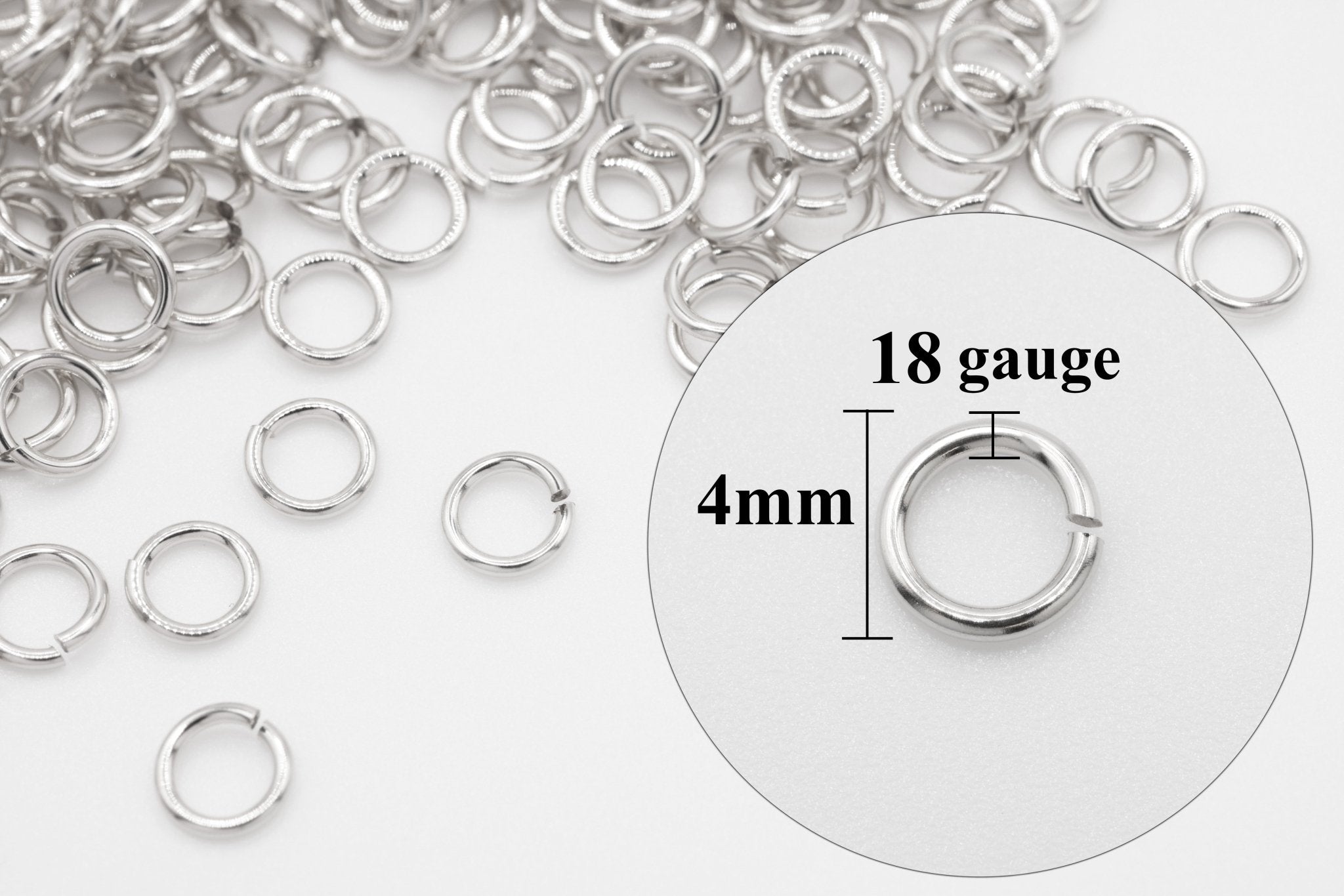 925 Sterling Silver 18 Gauge 4mm Open Jump Rings, 25 Piece Pack, Wholesale - HarperCrown