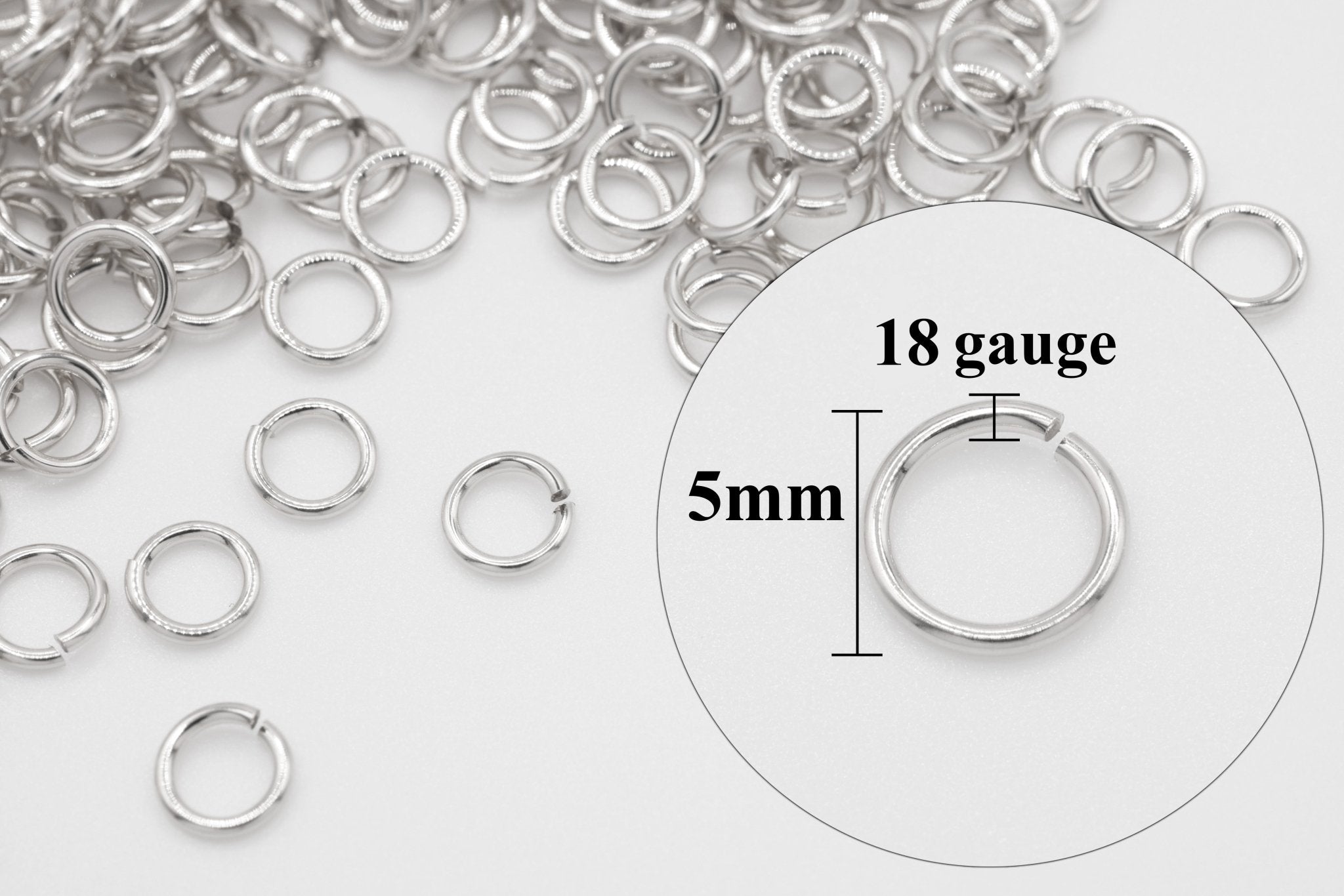 925 Sterling Silver 18 Gauge 5mm Open Jump Rings, 25 Piece Pack, Wholesale - HarperCrown