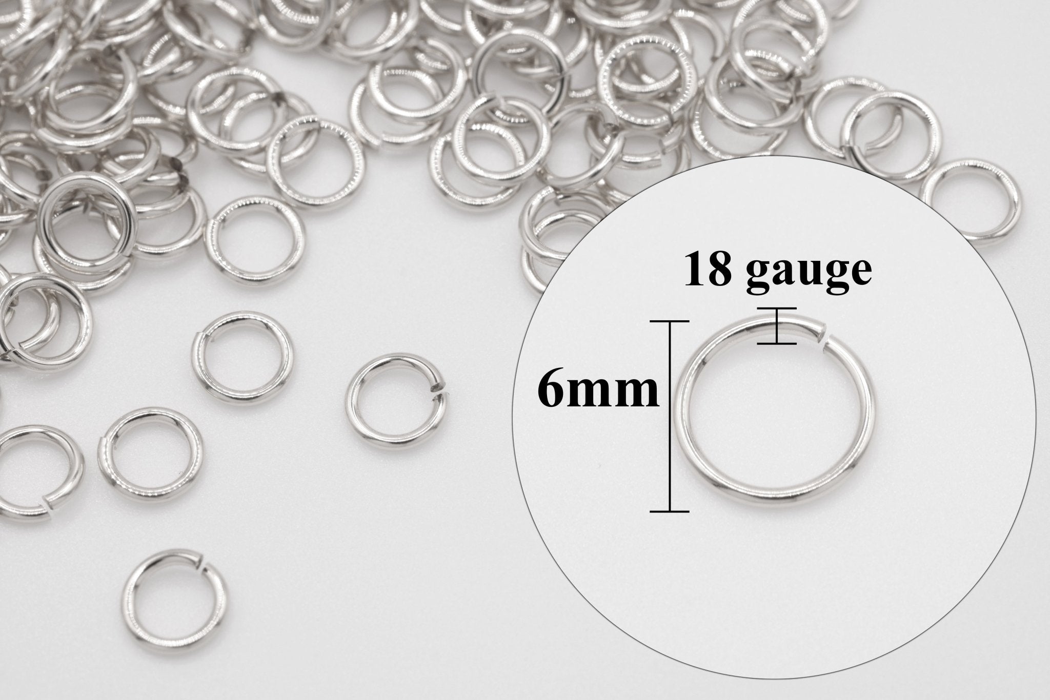 925 Sterling Silver 18 Gauge 6mm Open Jump Rings, 25 Piece Pack, Wholesale - HarperCrown