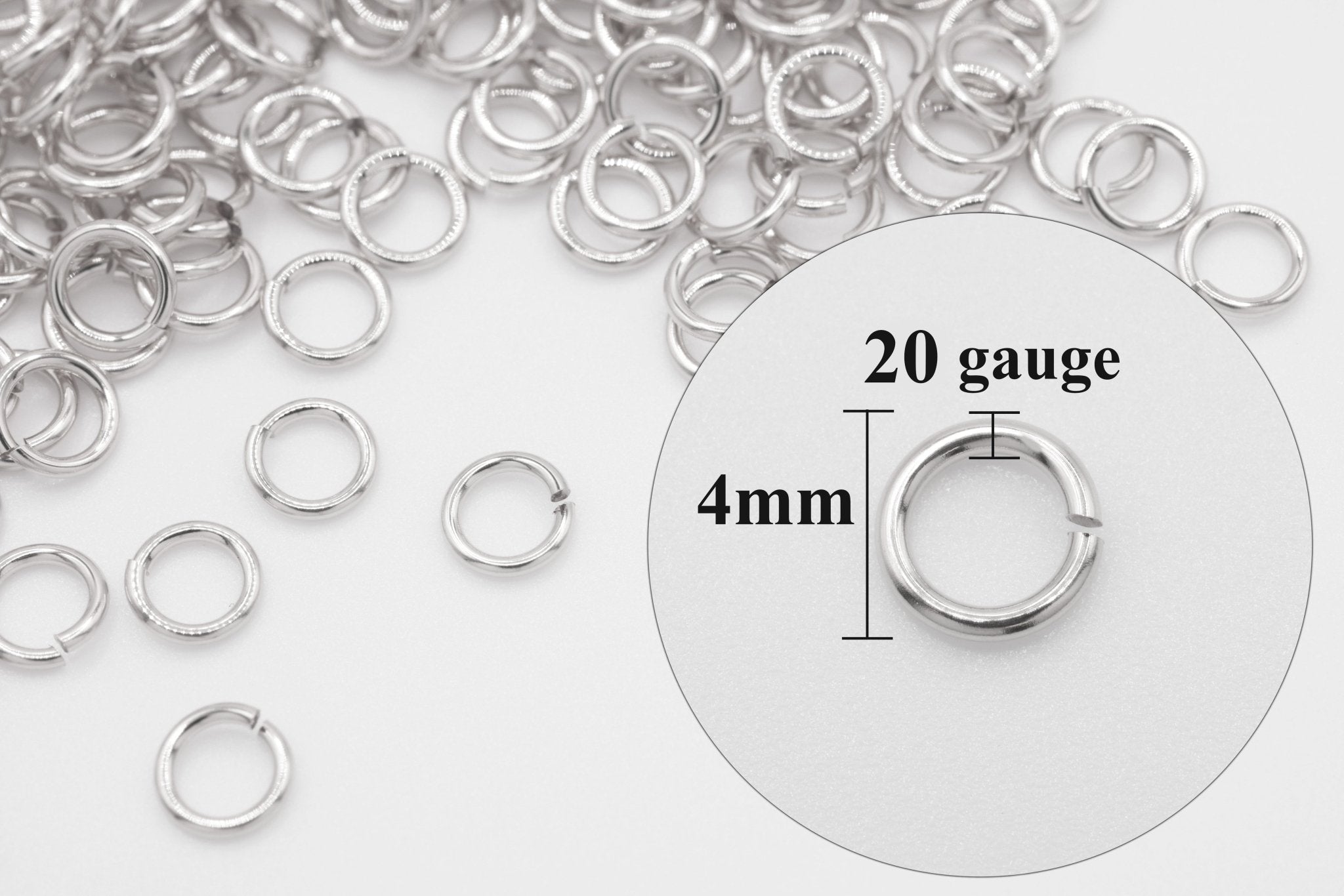 925 Sterling Silver 20 Gauge 4mm Open Jump Rings, 25 Piece Pack, Wholesale - HarperCrown