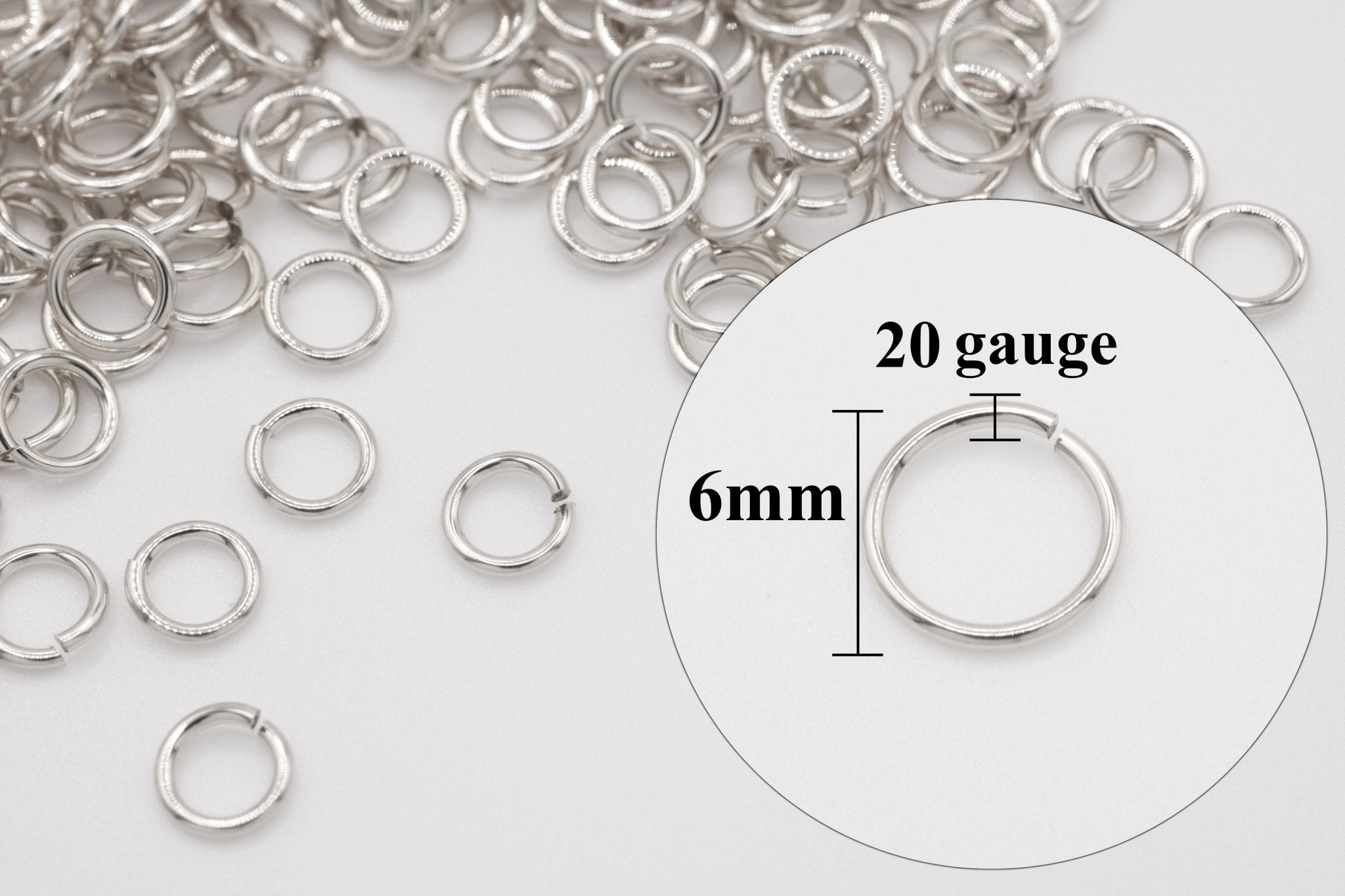 925 Sterling Silver 20 Gauge 6mm Open Jump Rings, 25 Piece Pack, Wholesale - HarperCrown