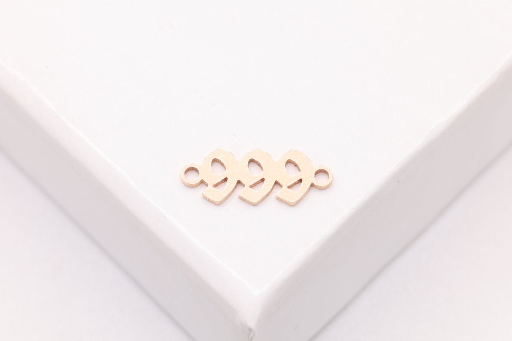 999 Angel Number Charm, Gold - Filled, 9mm x 3mm, Bulk DIY Wholesale Jewelry Making Charm - HarperCrown