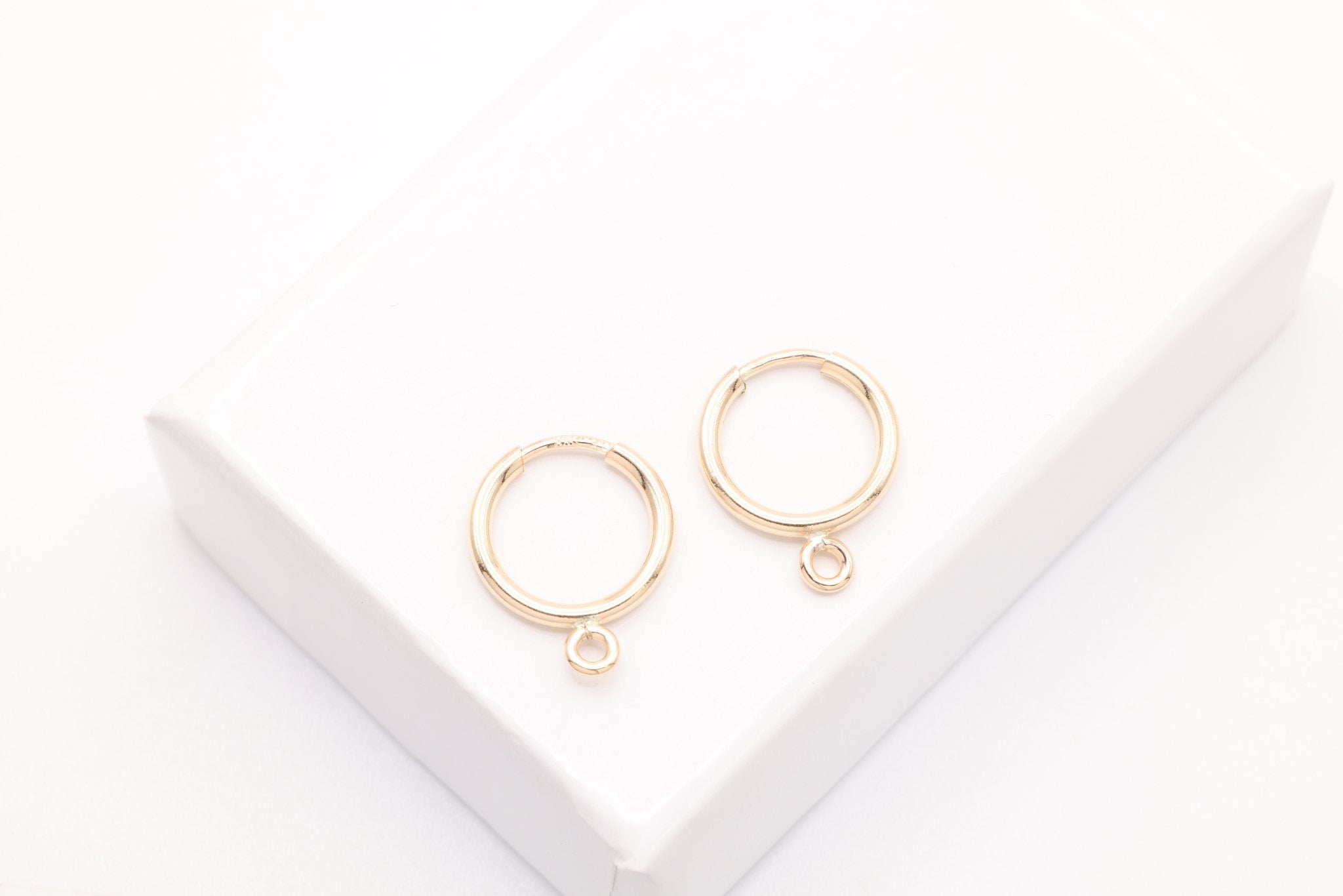 9mm Hoop Earring With Bail, 14K Gold - Filled, Dangle Charm Hoop, Wholesale Bulk DIY Jewelry Making Earring - HarperCrown