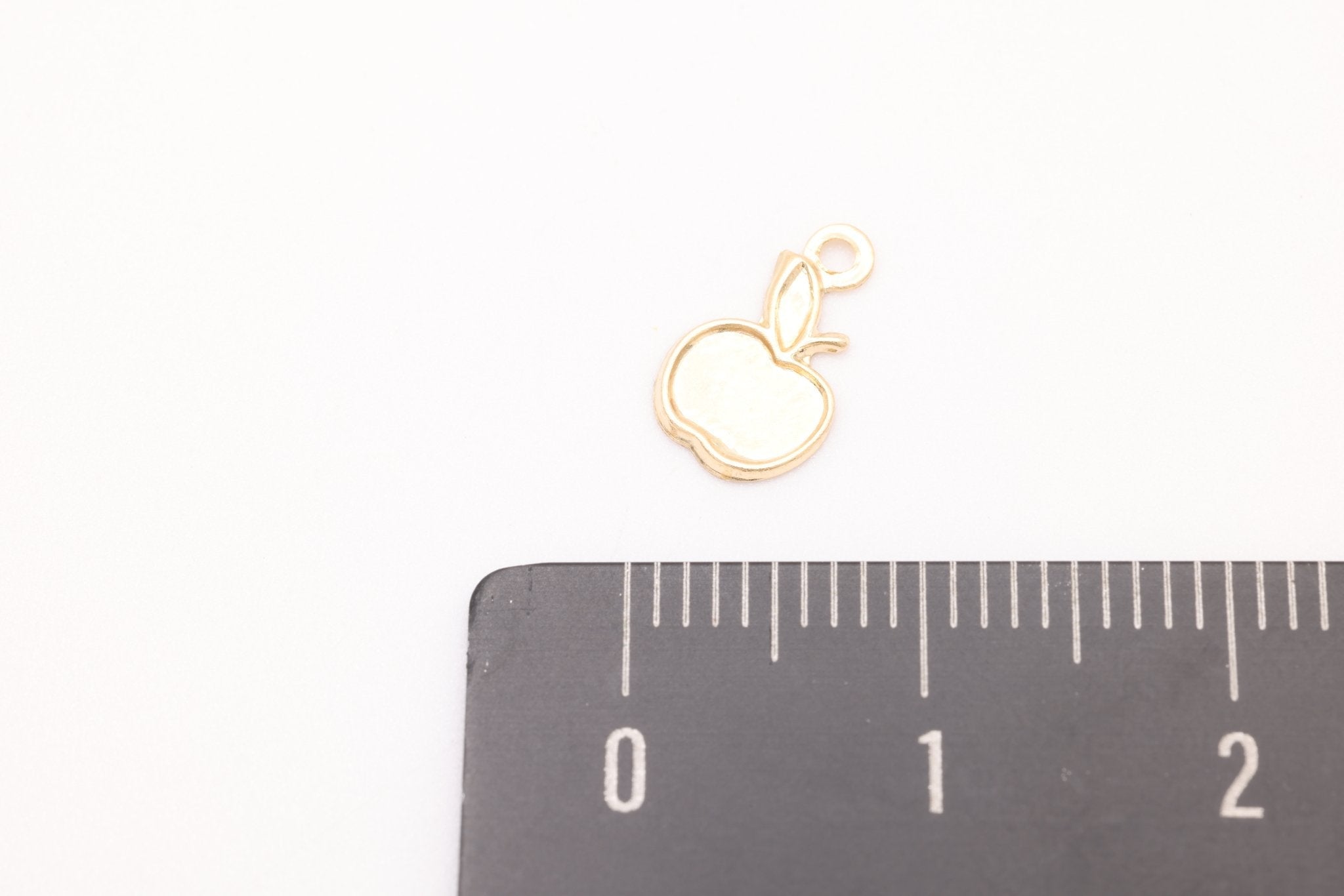 Apple Charm, Gold - Filled, 10mm x 6mm, Dainty Small Gold Apple Fruit Charm, Bulk DIY Wholesale Jewelry Making Charm - HarperCrown