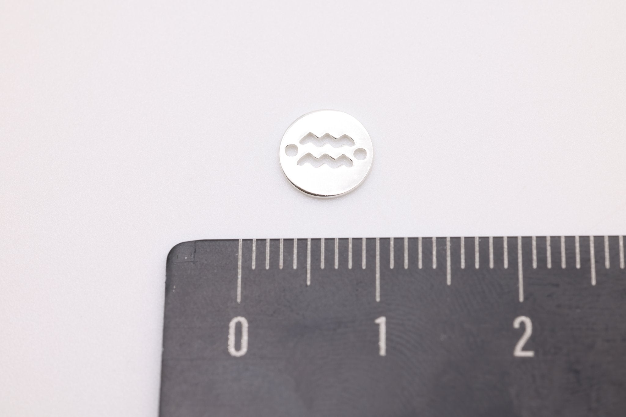 Aquarius Zodiac Connector Charm, 925 Sterling Silver, 6mm x 6mm, Bulk Wholesale Jewelry Making Charm - HarperCrown