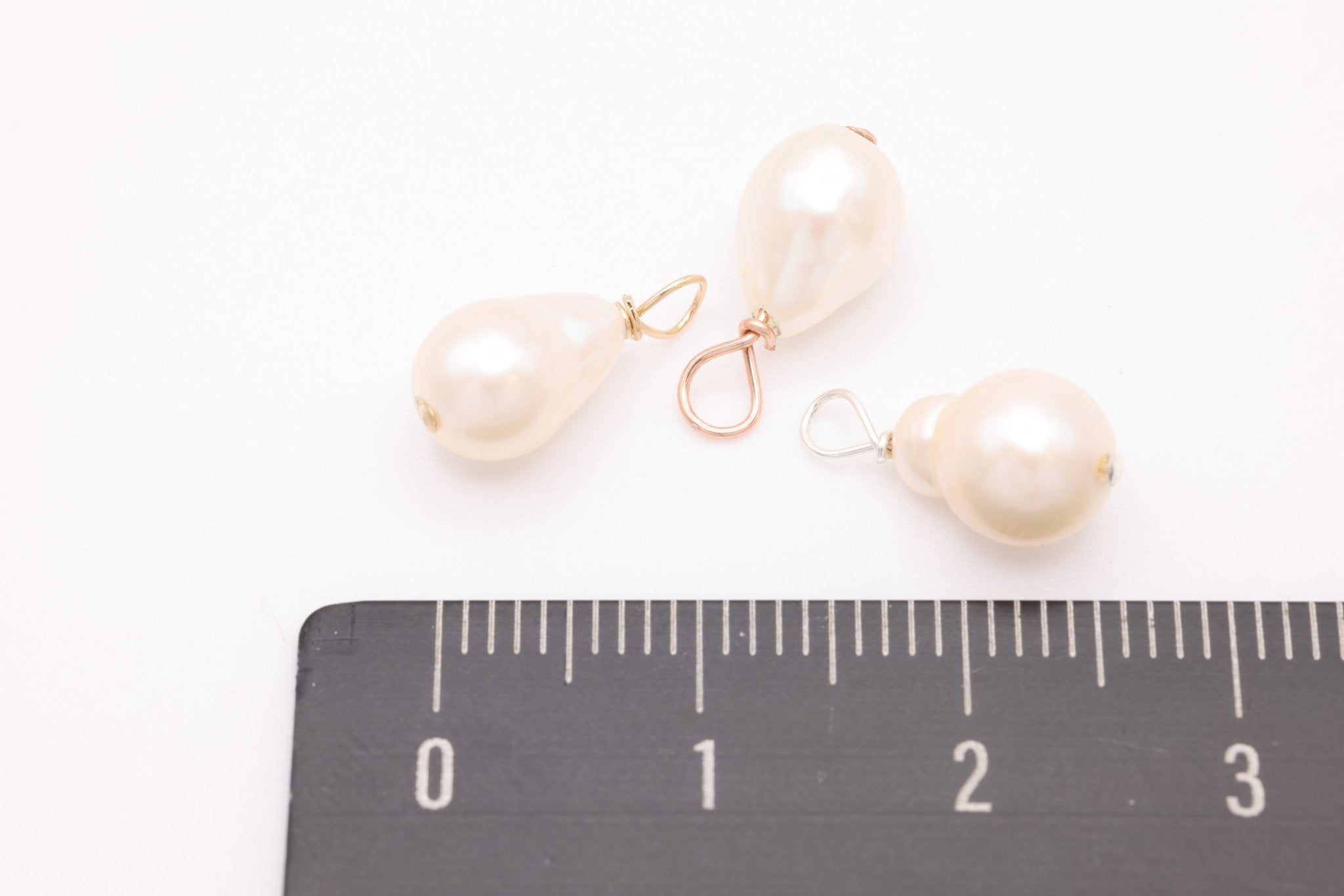 Baroque Pearl Drop Charm, Gold - Filled, 9mm x 6mm, Wire Wrapped Pear Shaped Pearl, Bulk DIY Wholesale Jewelry Making Charm - HarperCrown