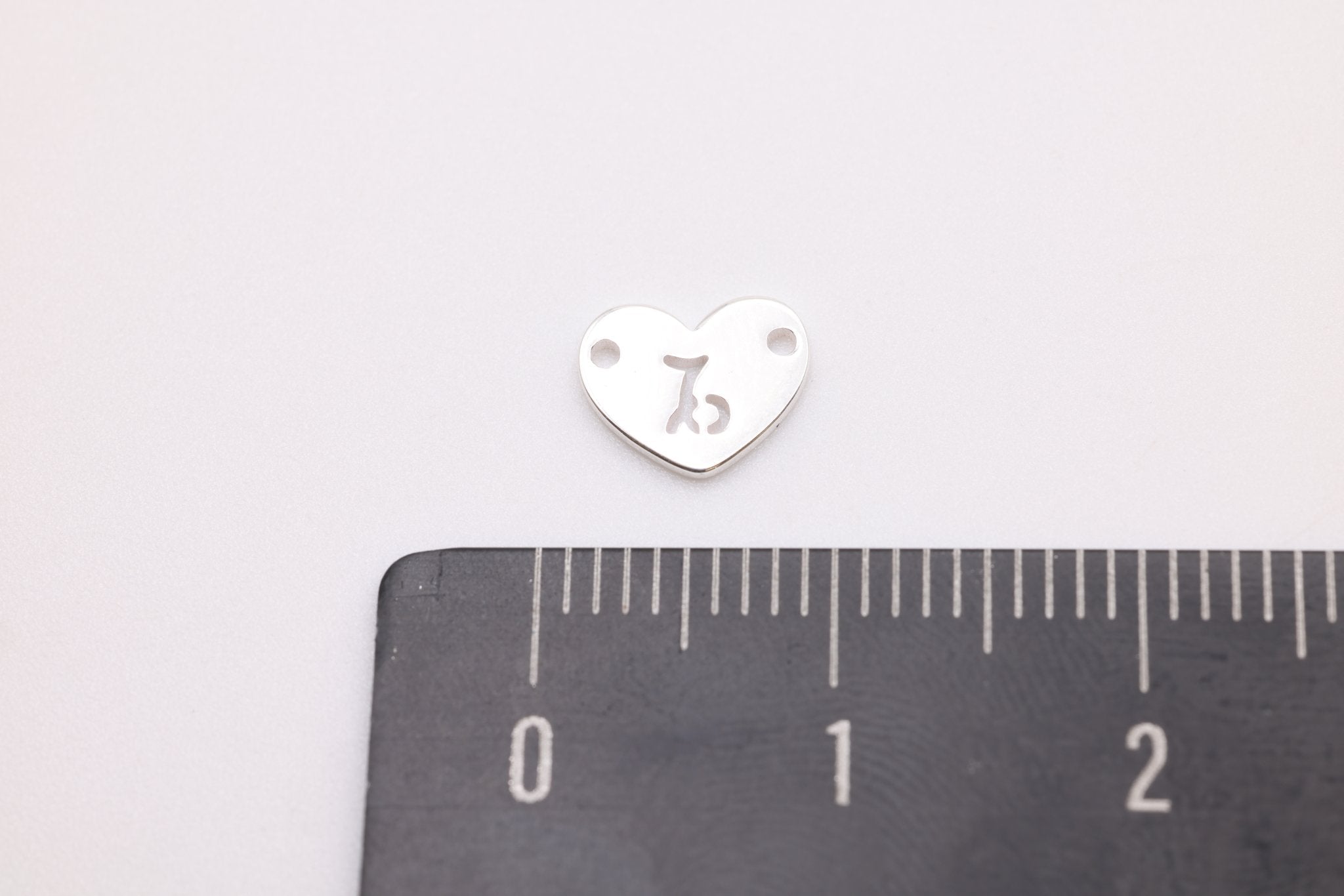 Capricorn Zodiac Heart Connector Charm, 925 Sterling Silver, 6mm x 6mm, Bulk Wholesale Jewelry Making Charm - HarperCrown