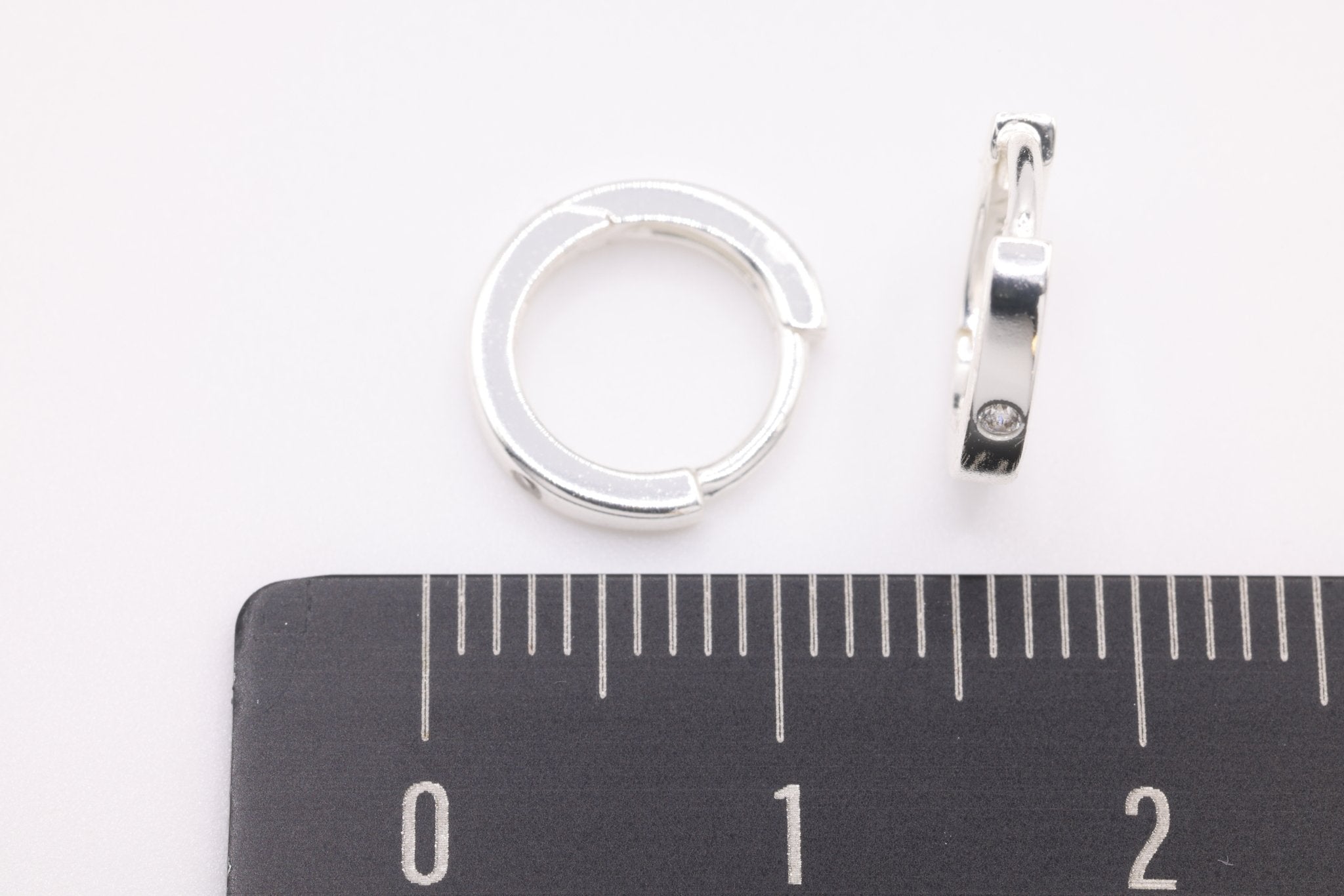 CZ Huggie Hoop Earrings, 1 pair Sterling Silver, 10mm, Wholesale Jewelry Earrings - HarperCrown